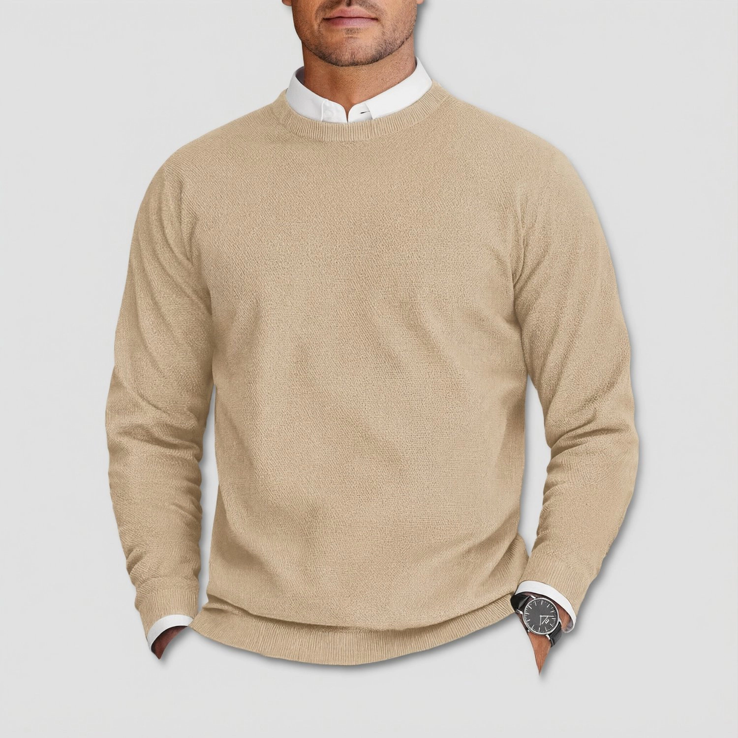 COOFANDY Mens Classic Crew Neck Sweater Long Sleeve Ribbed Trim Pullover Fall Tops