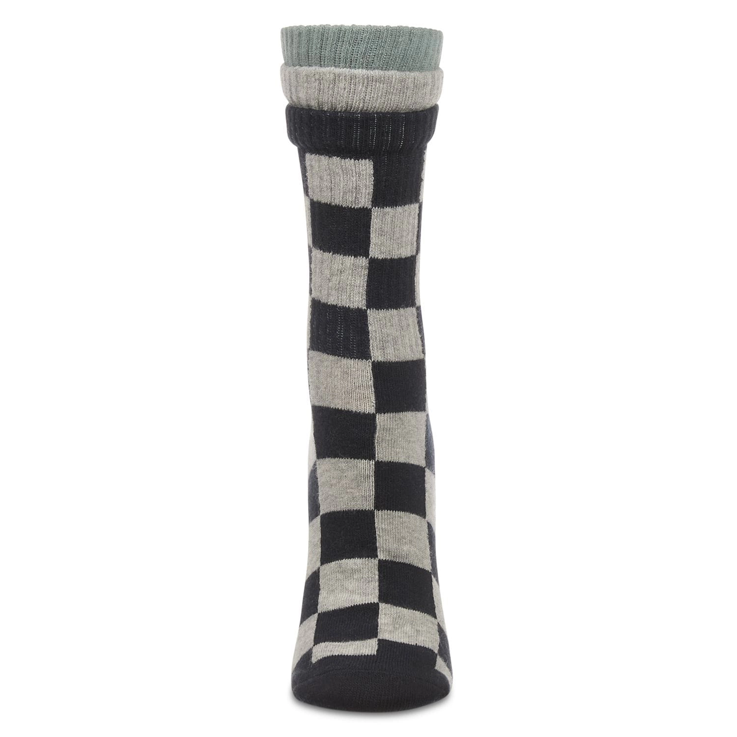 MeMoi Women's Checkmate Triple Cuff Crew Socks
