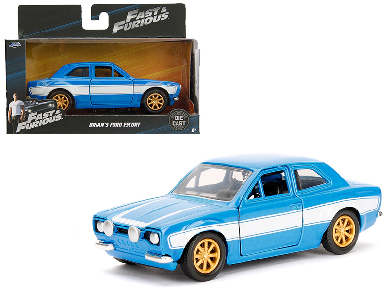 Jada Brian's Ford Escort Light Blue with White Stripes "Fast & Furious" Movie 1/32 Diecast Model Car by Jada