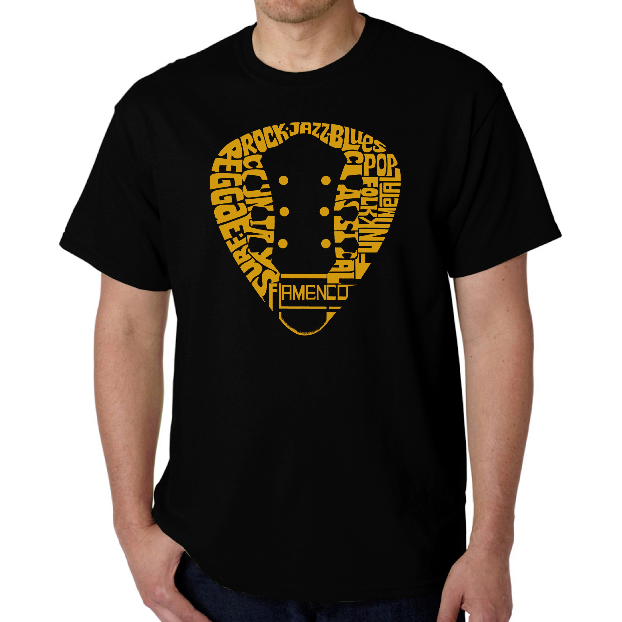 LA Pop Art Men's Word T-Shirt - Guitar Pick Genres