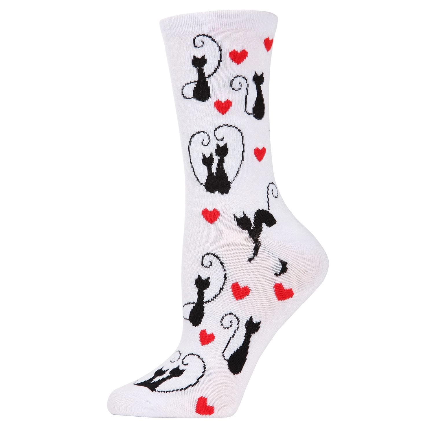 MeMoi Curly Q Love Cats Bamboo Blend Crew Socks