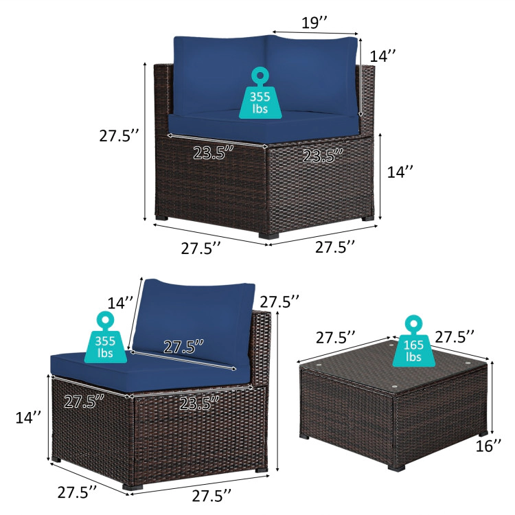 Hivvago 6 Pieces Patio Furniture Sofa Set With Cushions For Outdoor