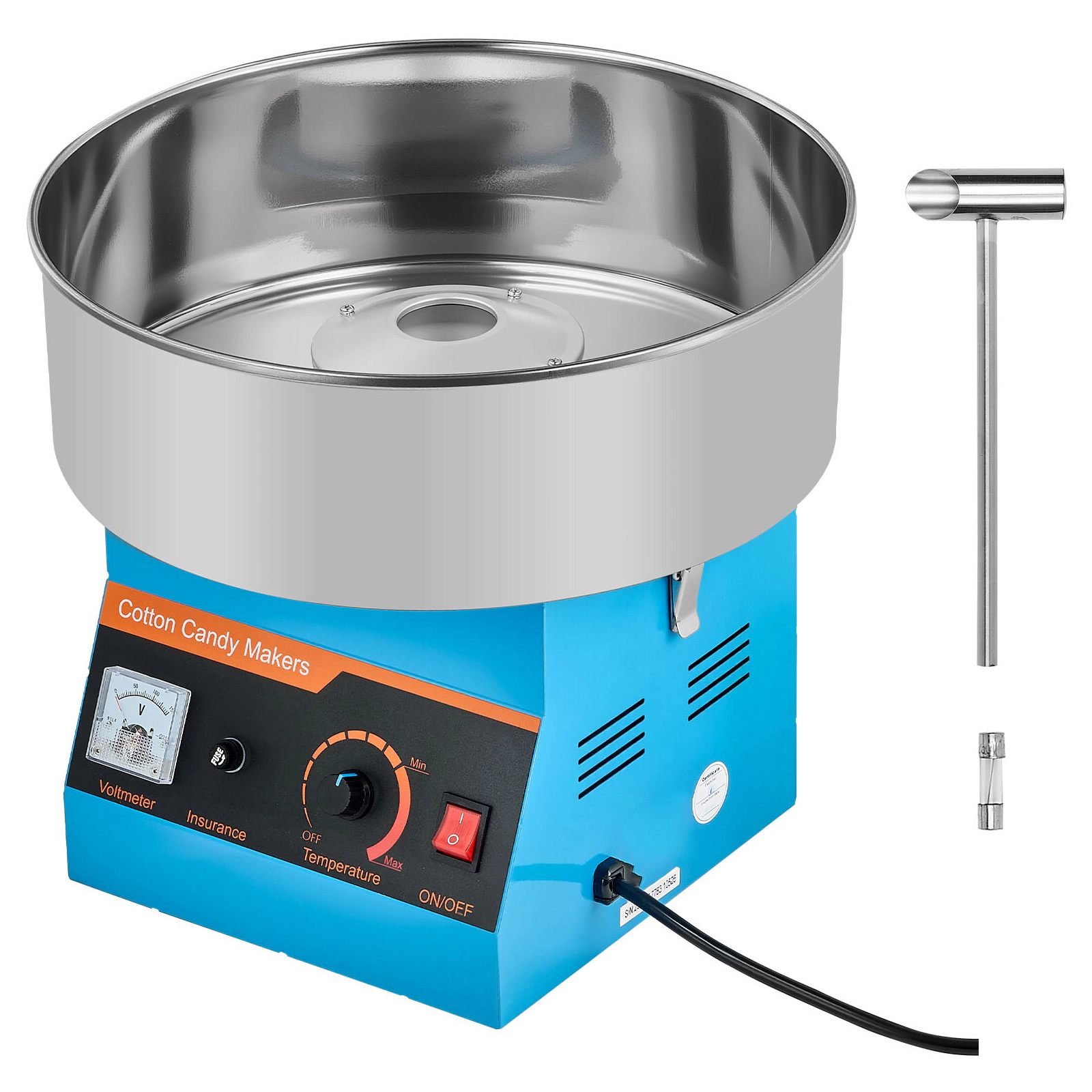 HONGGE Cotton Candy Machine Commercial 1000W Electric Floss Maker Easy Use with 15 inch Stainless Steel Bowl and