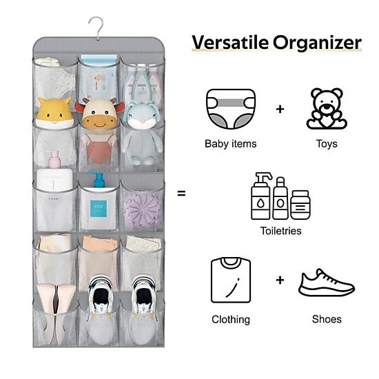 Stock Preferred 30 Pocket Dual Sided Hanging Shoe Organizer with Rotating Hanger