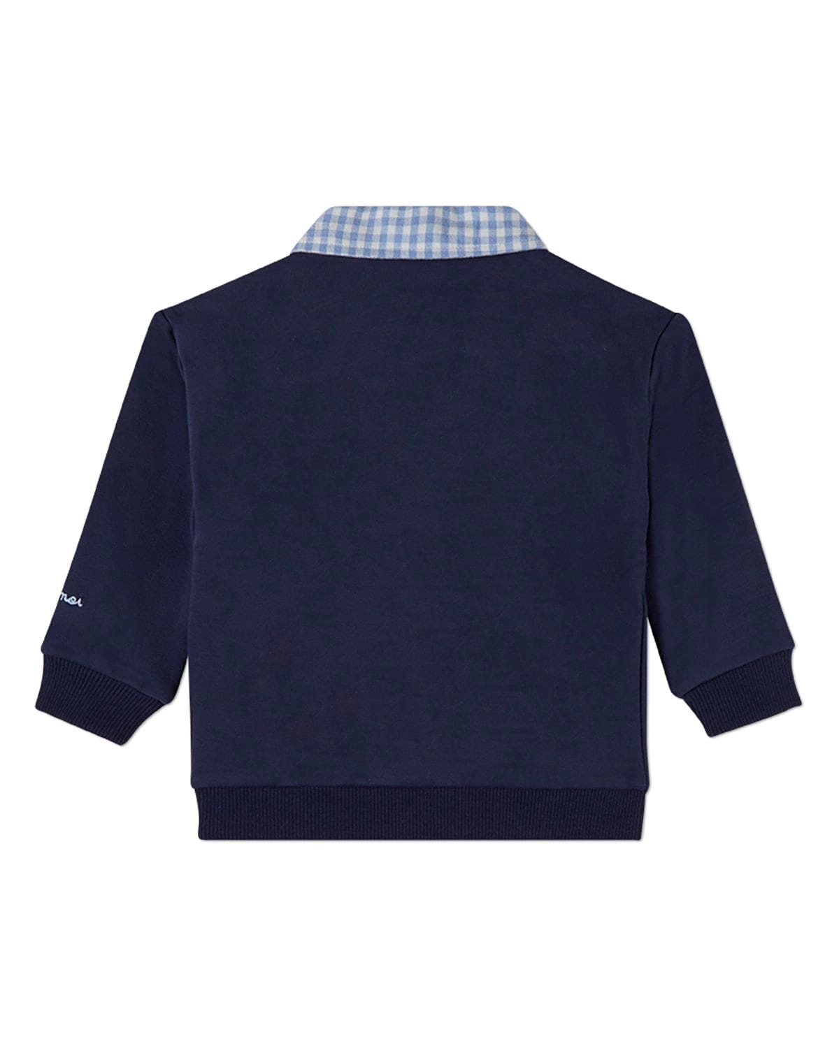 MeMoi Boys 2-in-1 Gingham-Collared Cotton-Rich Sweatshirt