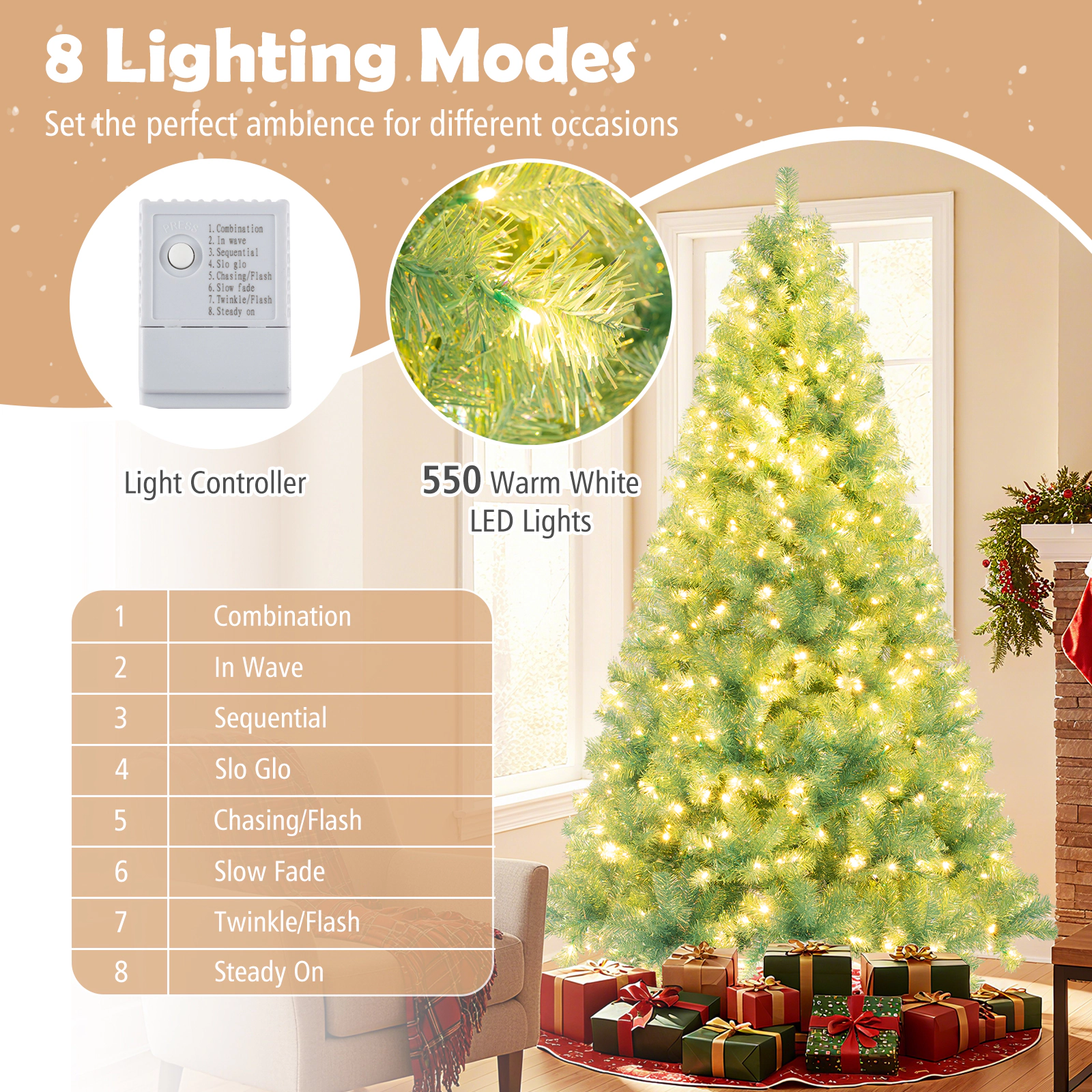 SlickBlue Colorful Artificial Christmas Tree with LED Lights