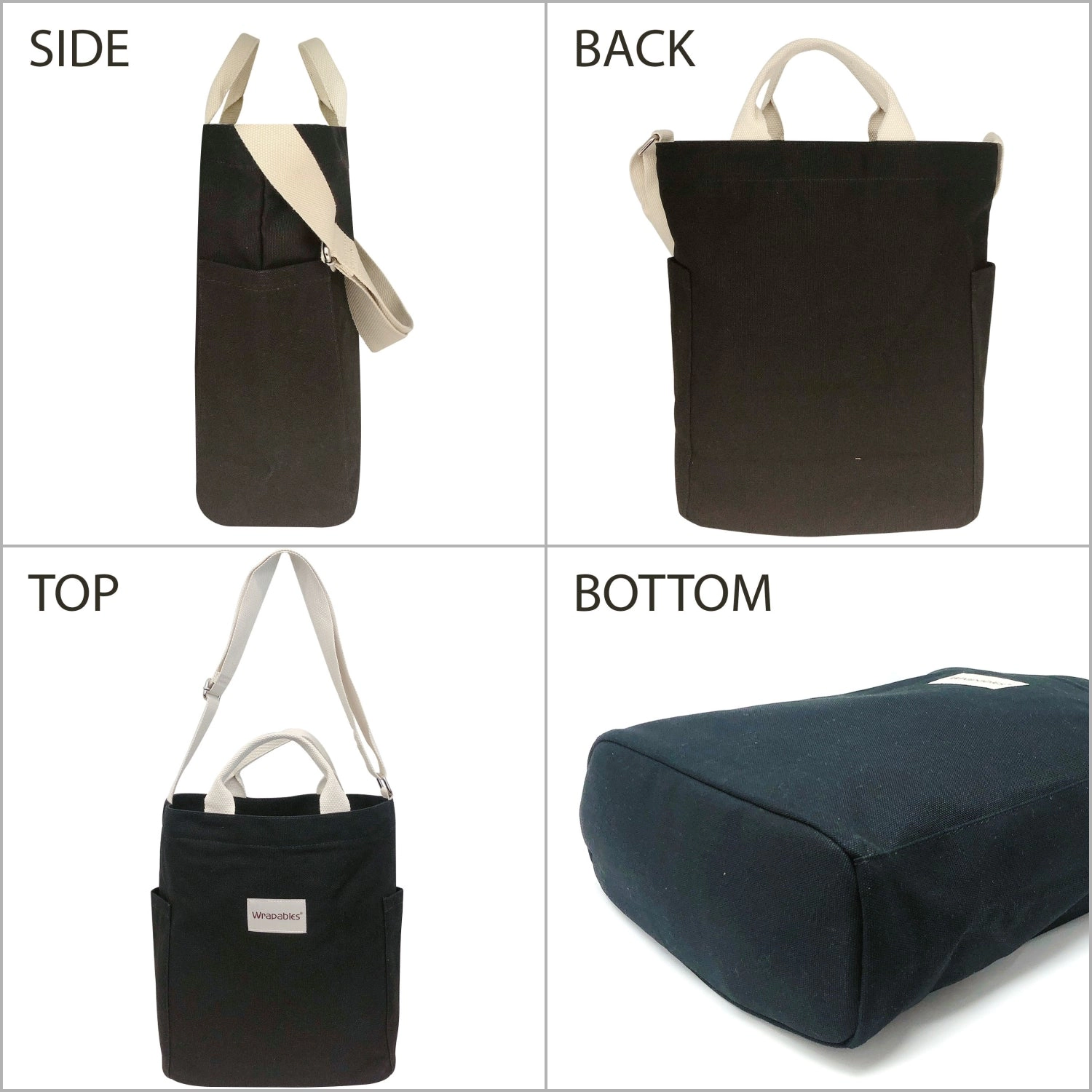 Wrapables Canvas Tote Bag for Women, Casual Cross Body Shoulder Handbag