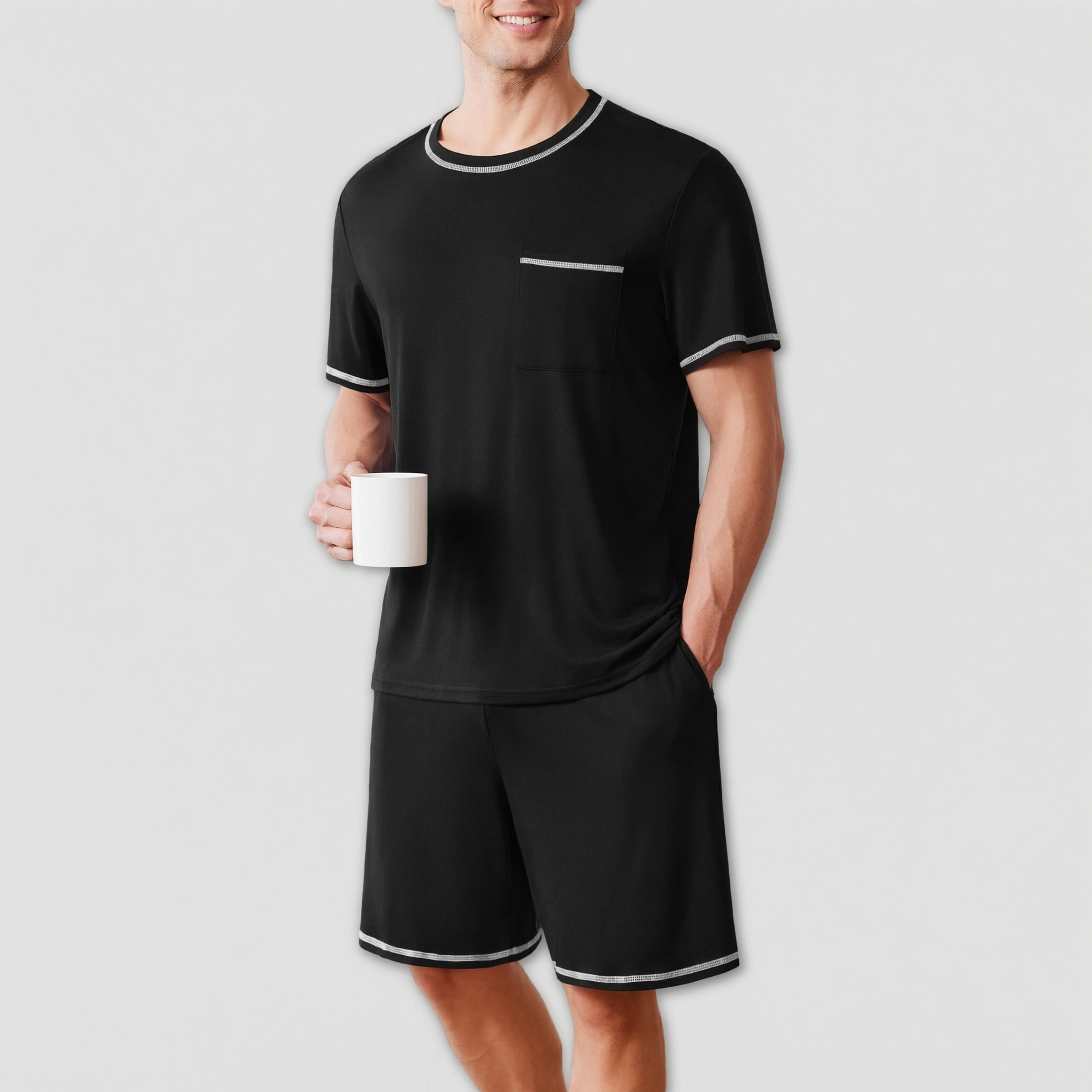 Ekouaer Men's Pajamas Set Soft Sleepwear lightweight 2 Piece Shorts