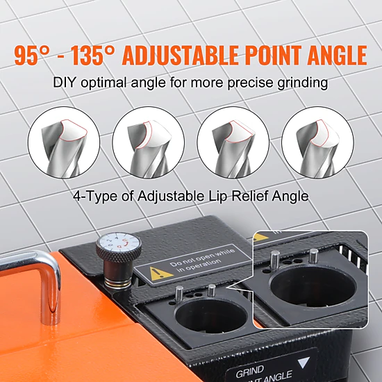 HONGGE 3 to 13 mm Drill Bit Sharpener with CBN and SDC Grinding Wheels ...