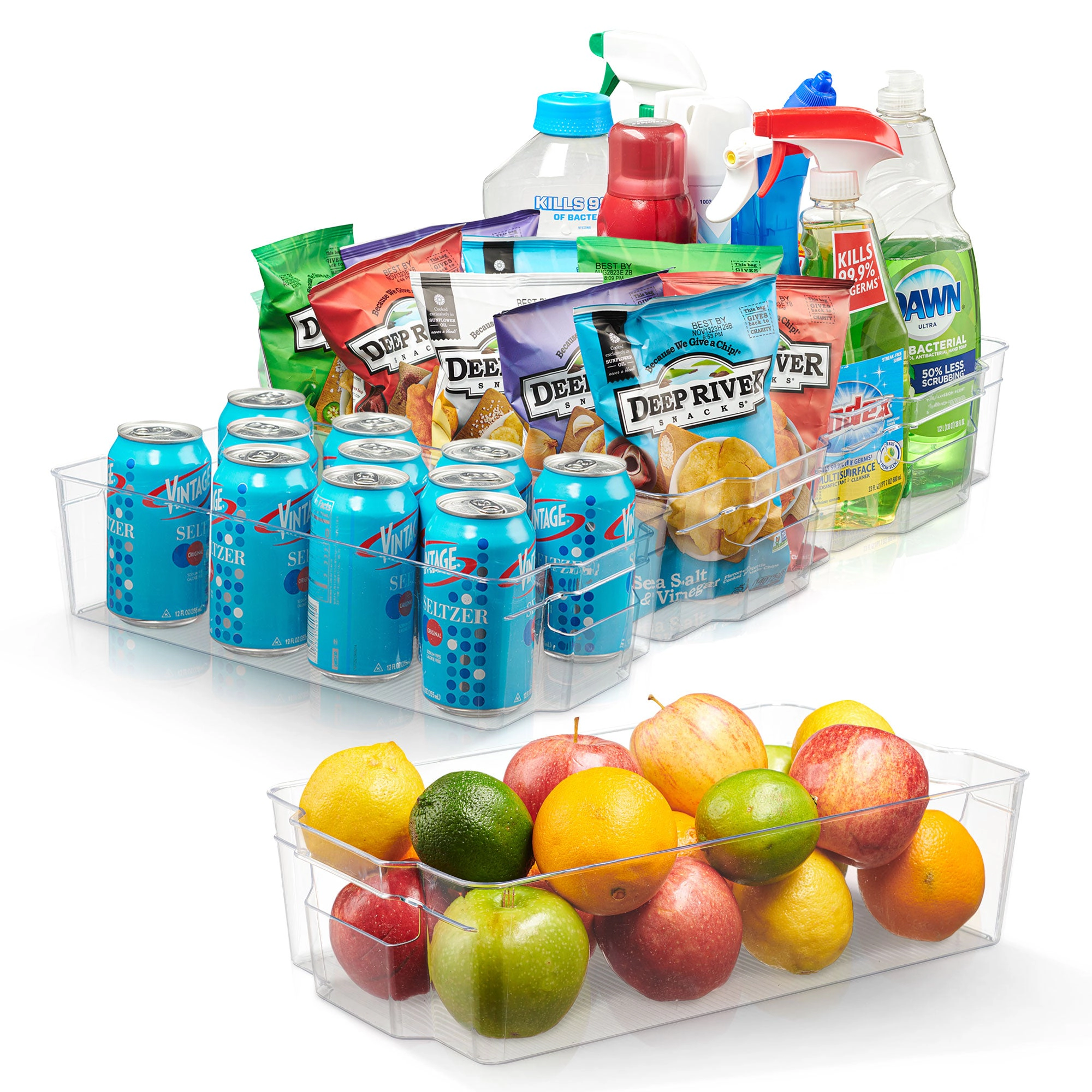 Cheer Collection Clear Refrigerator Organizer Bins, BPA Free