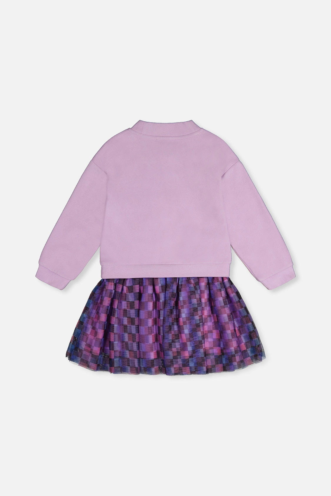 Deux par Girls Unicorn Embroidered Bi-Material Dress