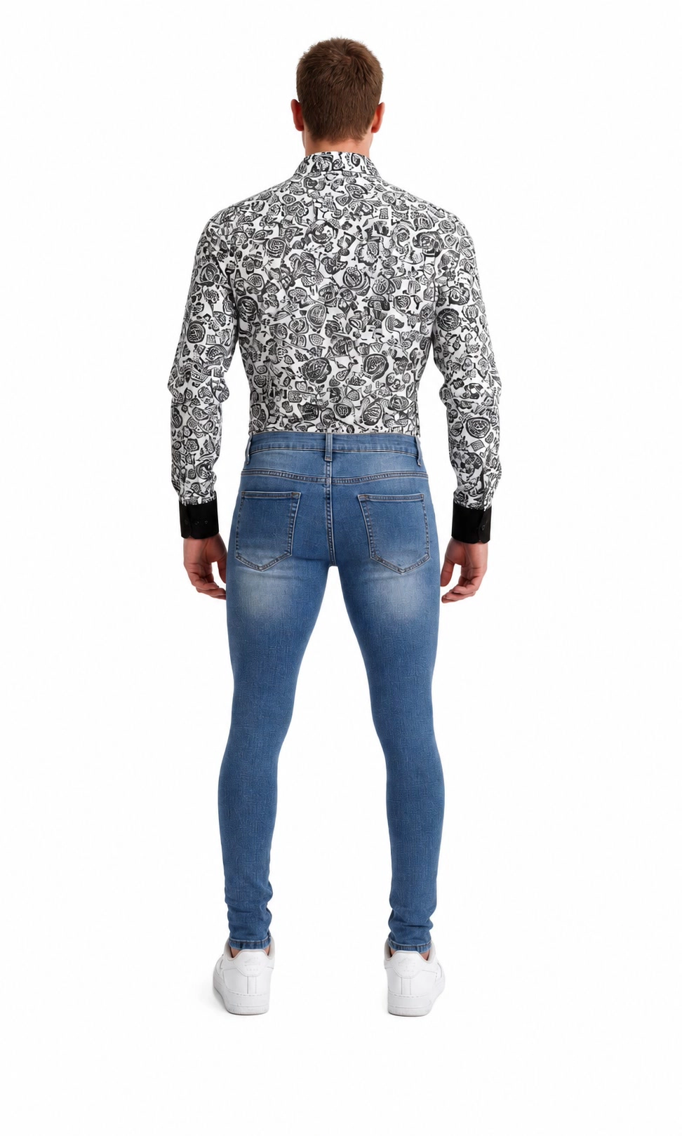 Elie Balleh Men's rhinestone tiger skinny jeans