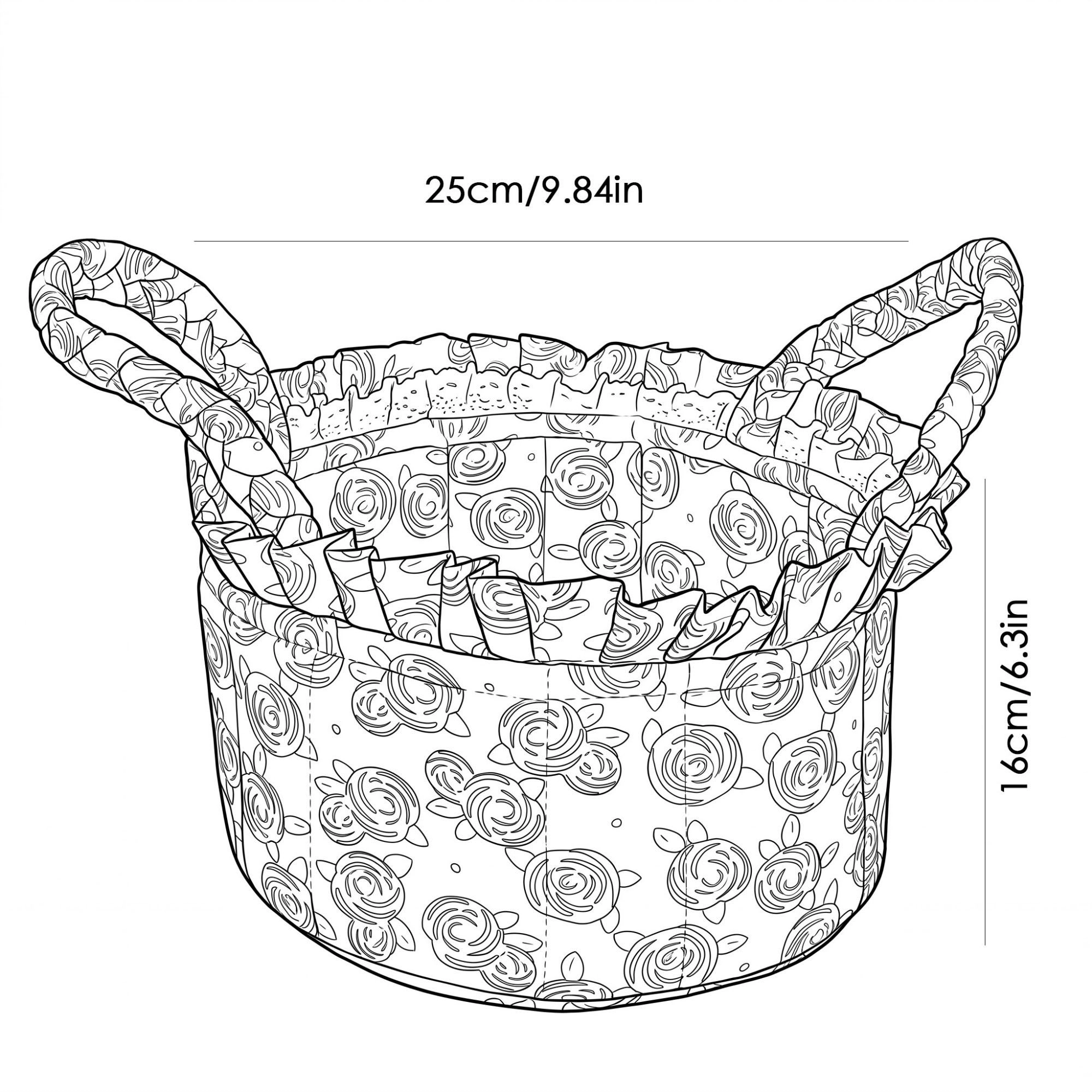 Alilang Unisex Floral Quilted Fabric Storage Basket with Carry Handles