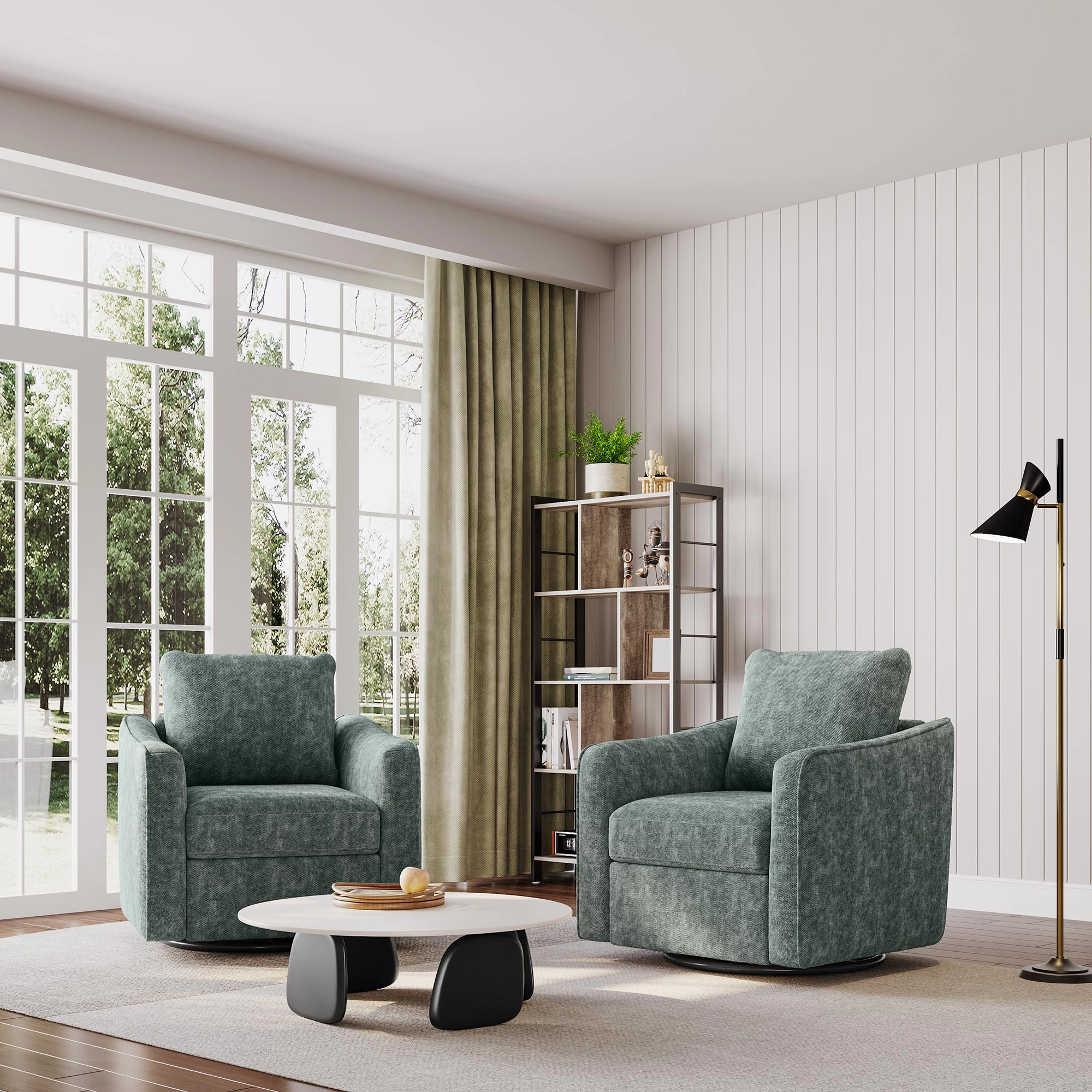 BebreezChic Swivel Accent Chair for Living Room,  360° Rotation Upholstered Armchair for Reading Room