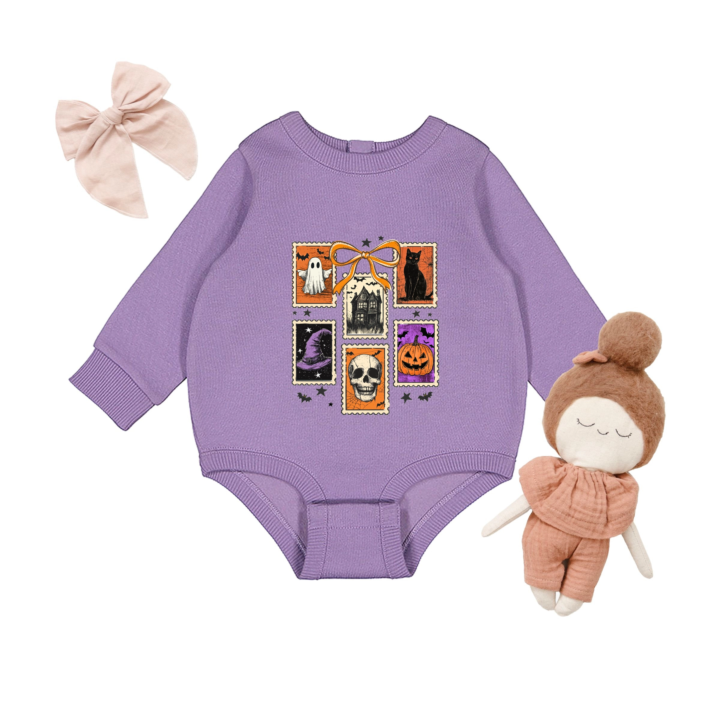 The Juniper Shop - Infant Fleece BodySuit Coquette Halloween Stamps