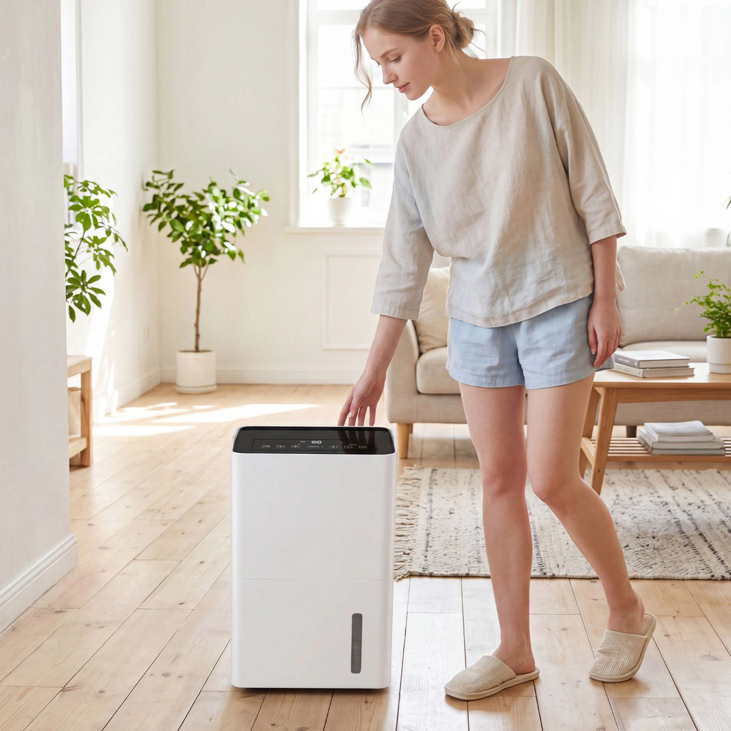 SlickBlue Portable Dehumidifier with Humidity Control and Continuous Drainage