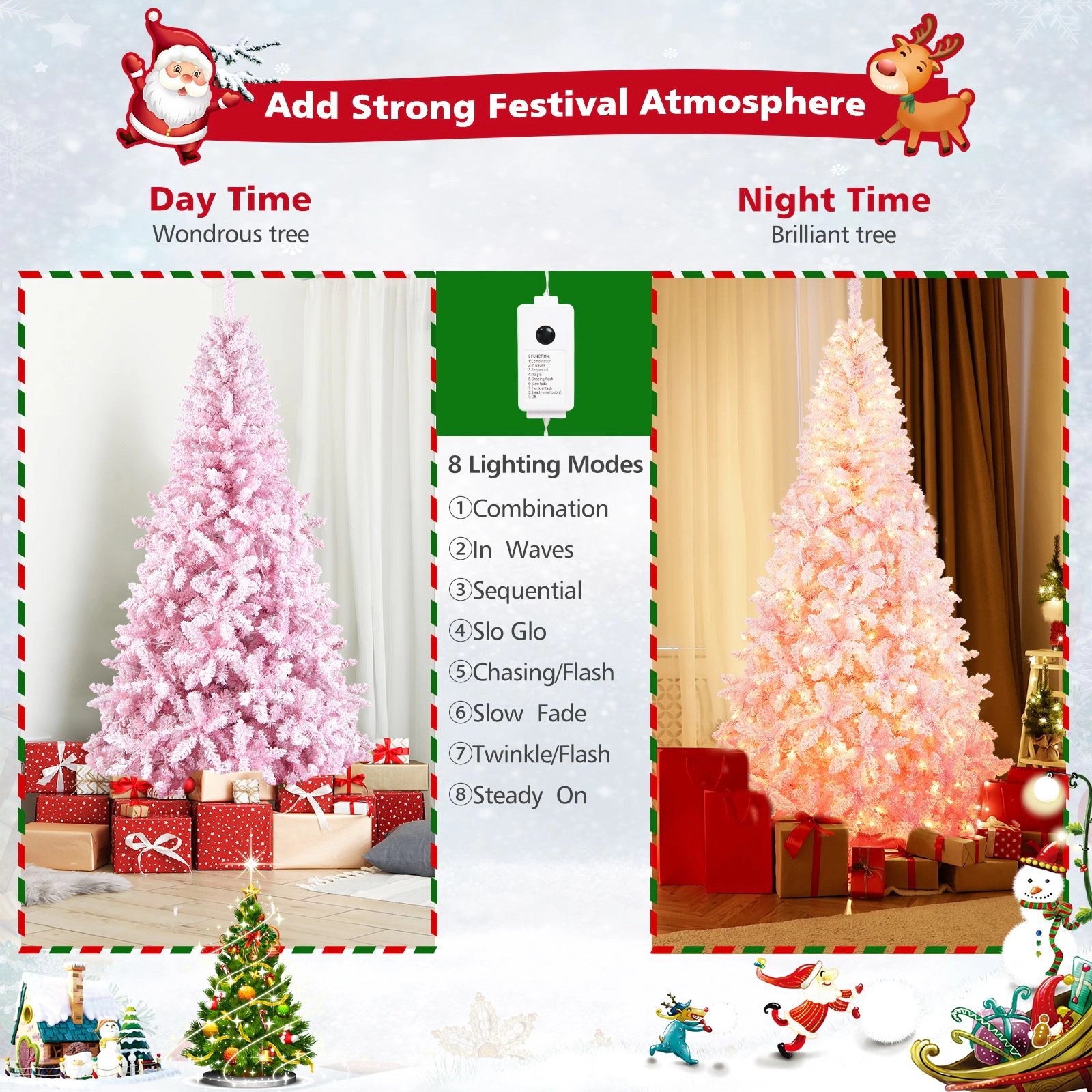 SlickBlue Pre-Lit Artificial Christmas Tree with 1100 PVC Branch Tips