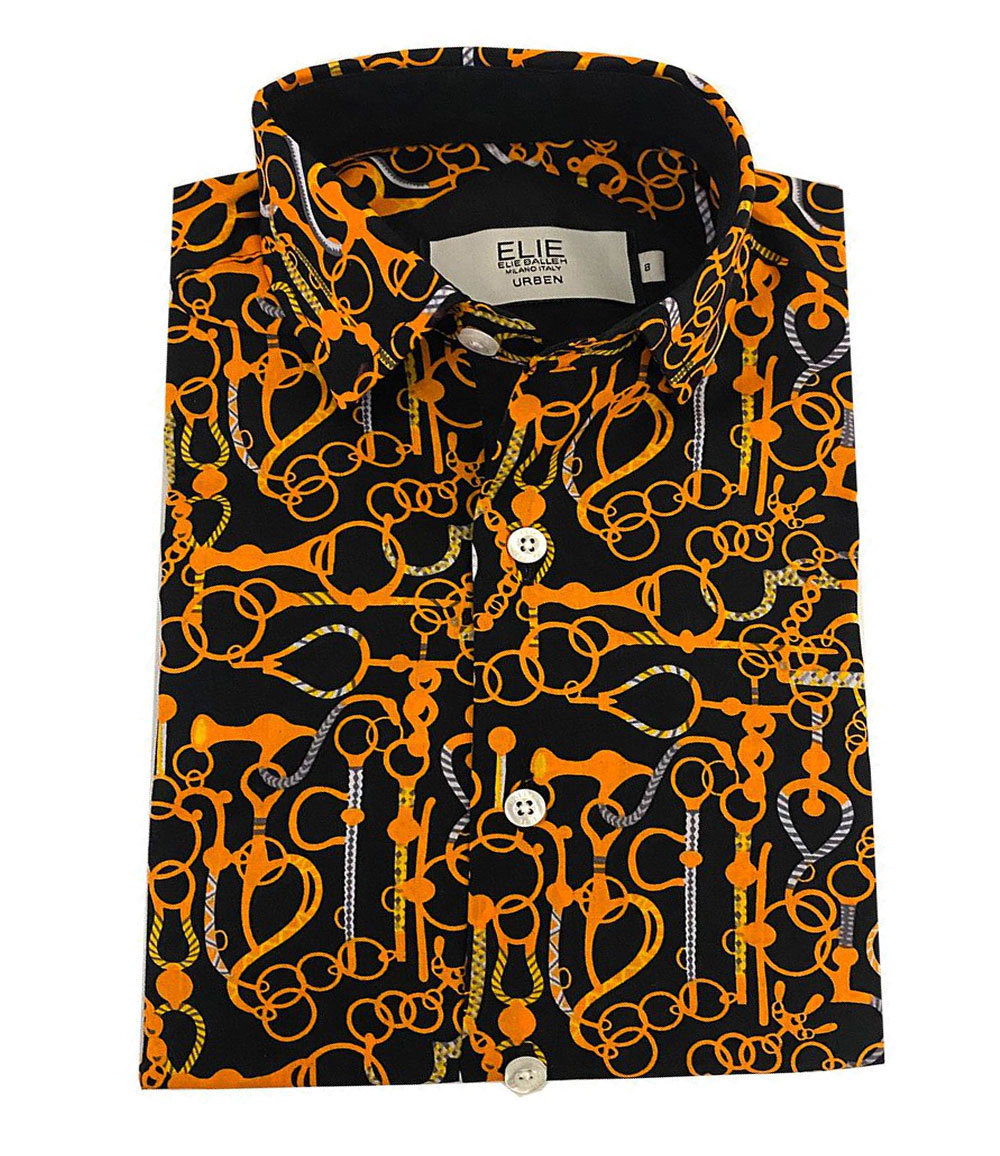 Elie Balleh Boys Slim Fit Geometric Shirt