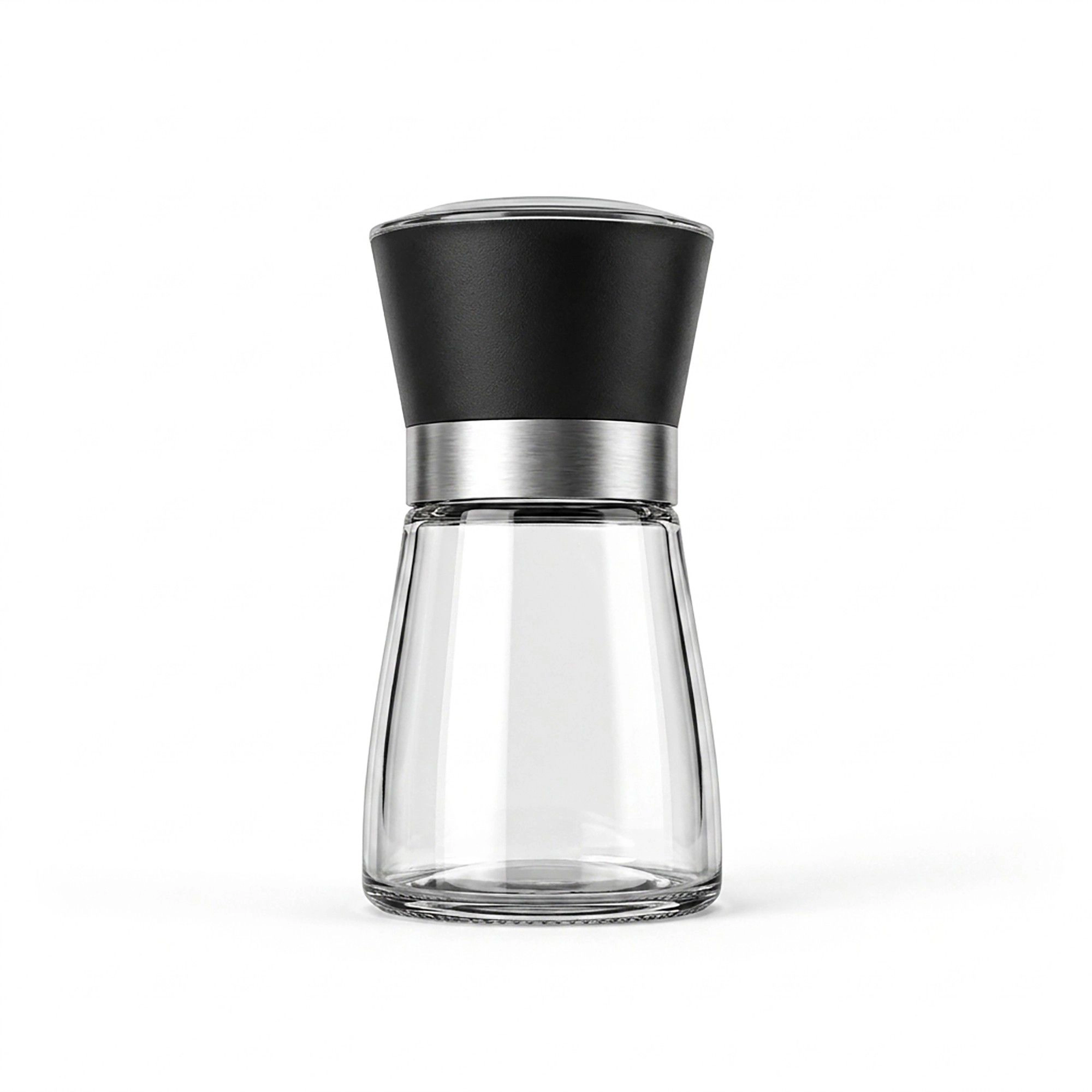 Alilang Unisex 2-Piece Glass Salt and Pepper Grinder Set with Stainless Steel Accent