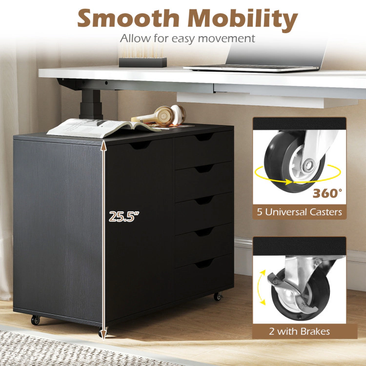 Hivvago Rolling Storage Cart with Cabinet