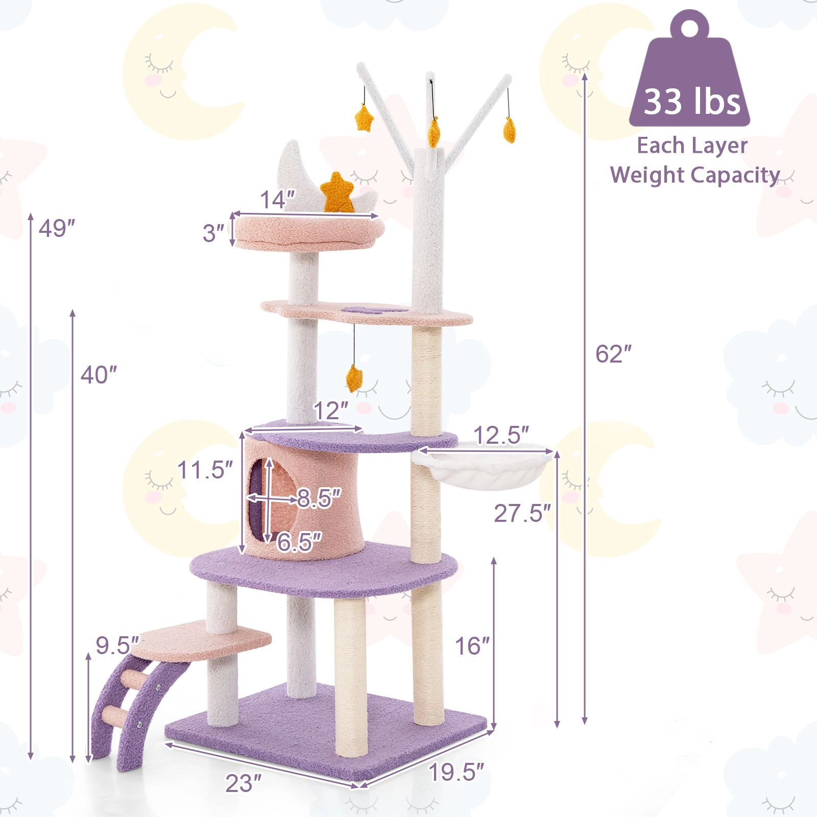 SlickBlue Multi-Level Cat Tree with Cloud Platforms Hammock and Condo