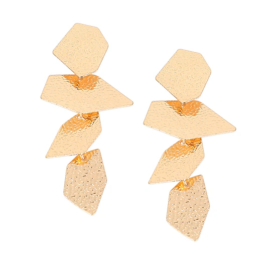 SOHI Women's The Dented-Geometric Drop Earrings - Antique Gold
