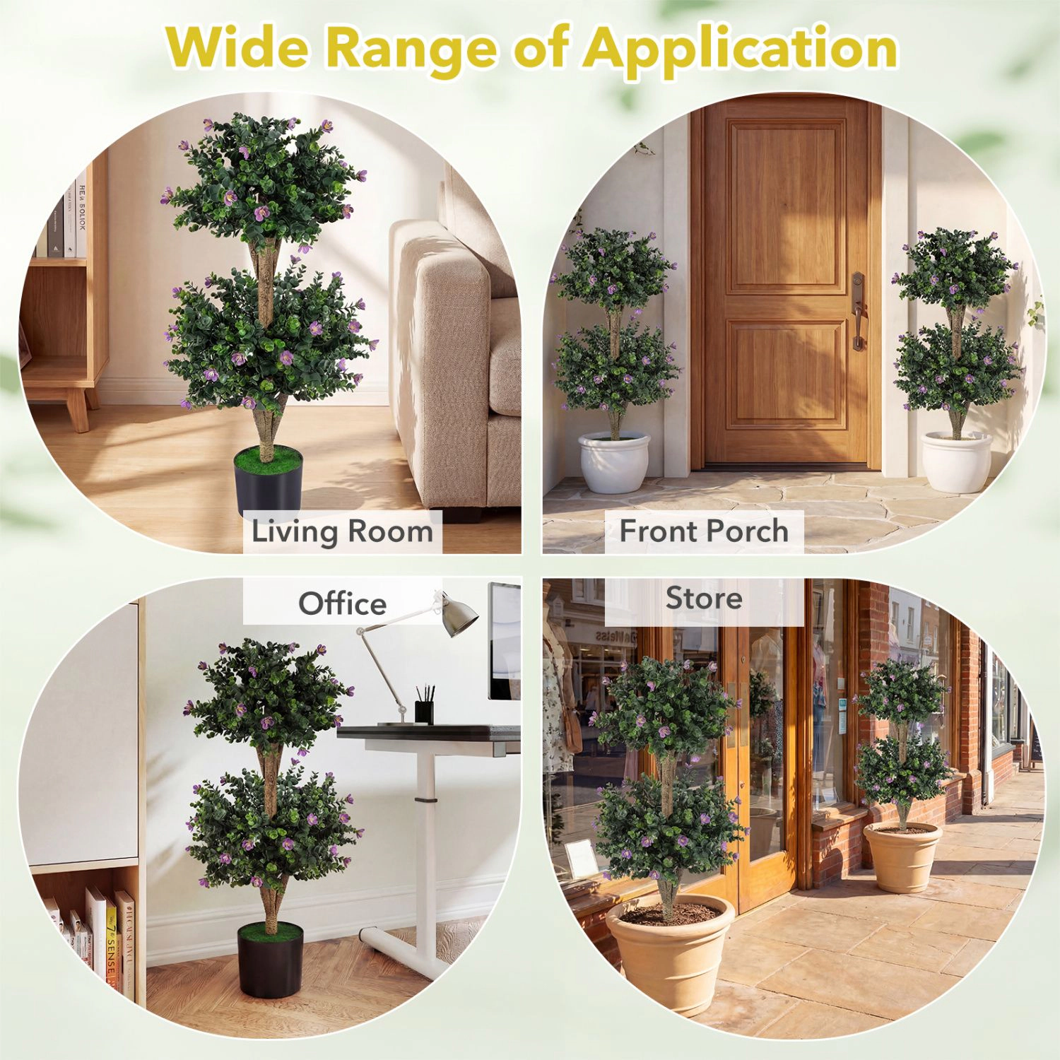 SlickBlue 36" Artificial Boxwood Topiary Trees with Cement Pots, 2 Pack