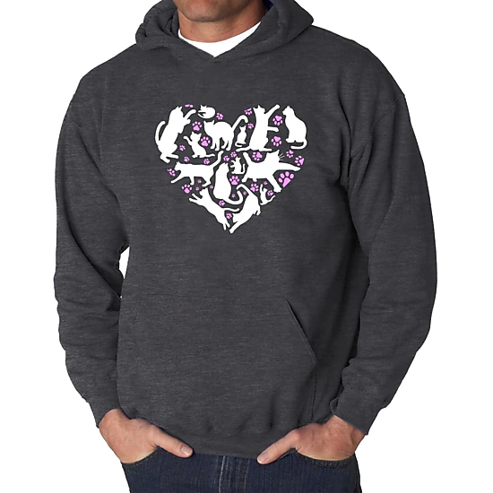 LA Pop Art Cat Heart - Men's Word Art Hooded Sweatshirt