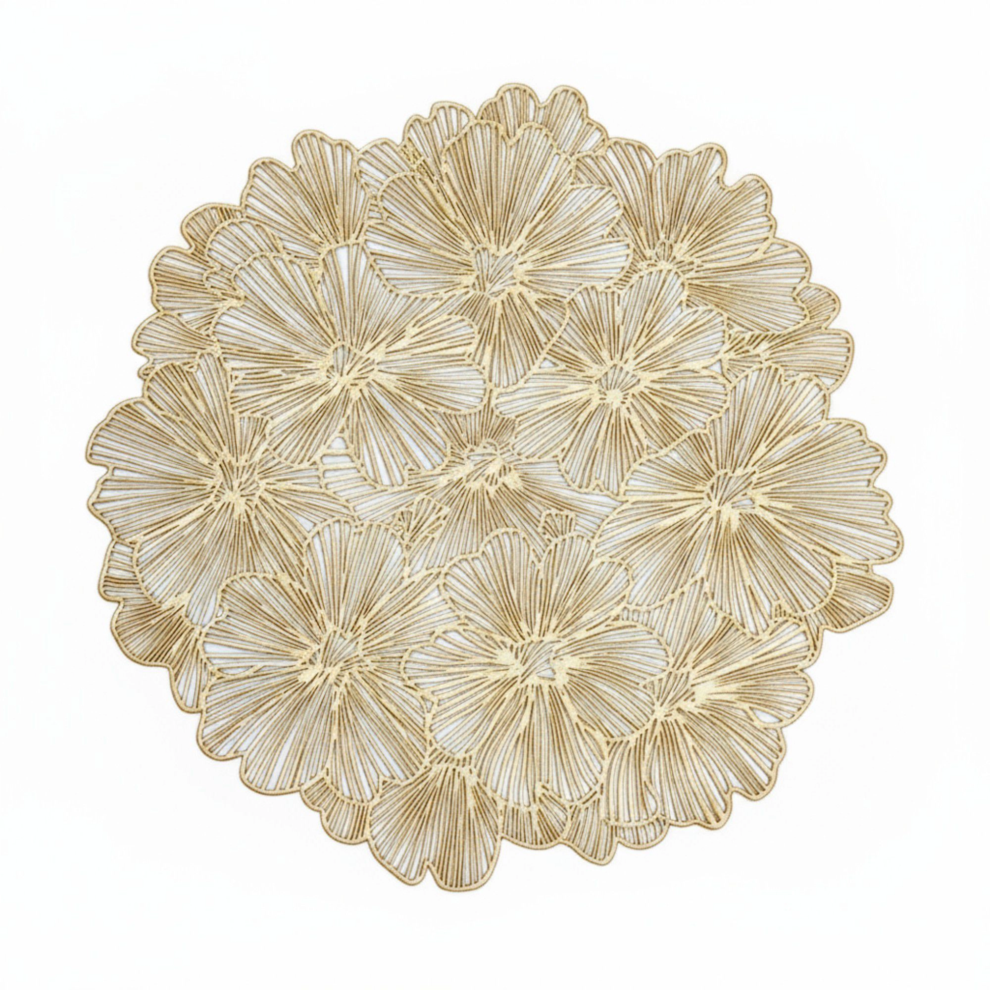 Alilang Unisex Floral Cutout Round Placemat 4pc with Delicate Petal Detailing 15in