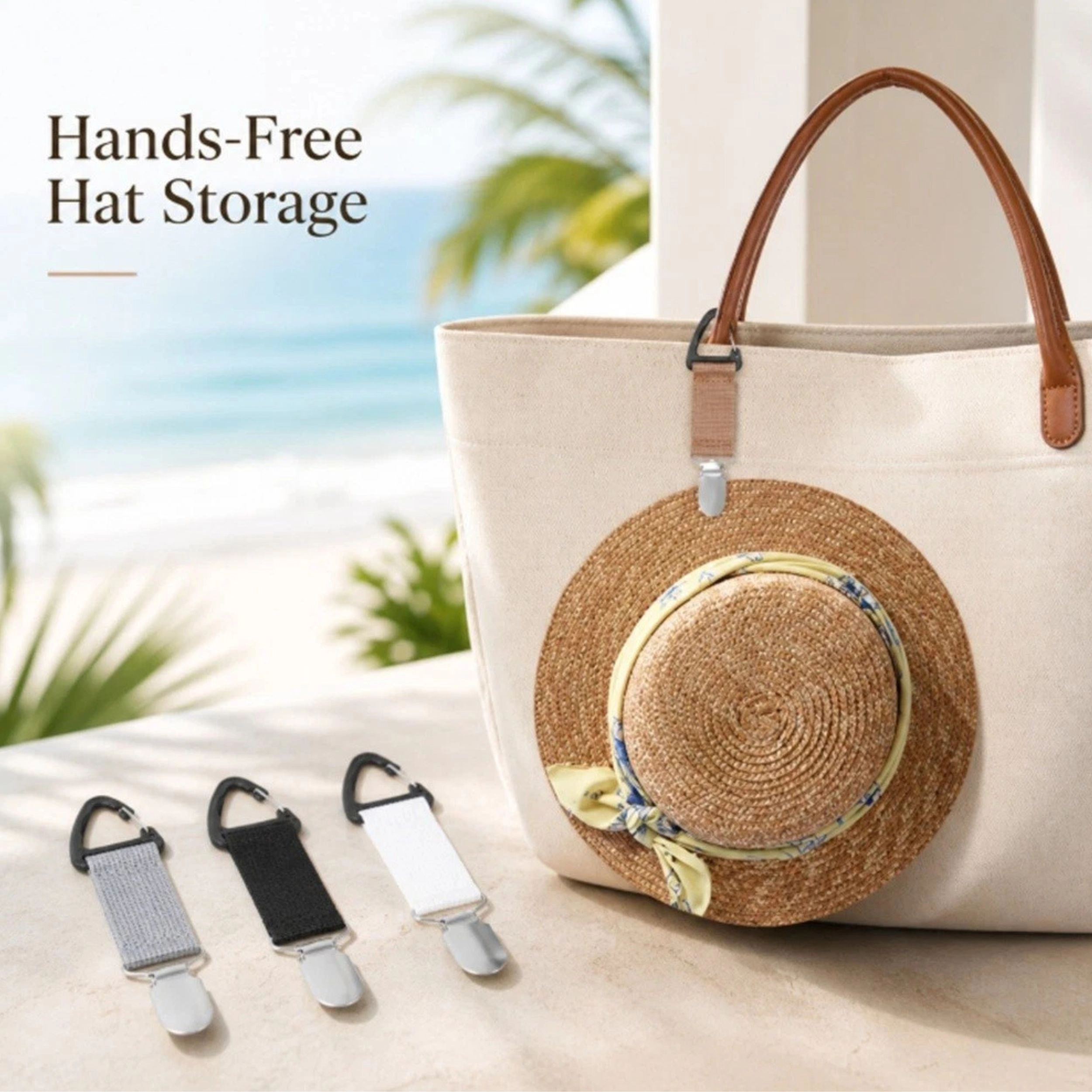 Home Collection Pack of 4 Travel Hat Clips Elastic Holders for Backpack & Purse