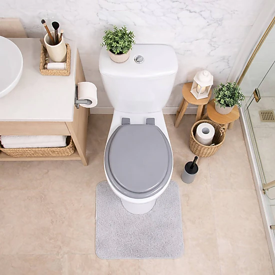Evideco French Home Goods Round Molded Wood Toilet Seat 15.5" x 14.2" White