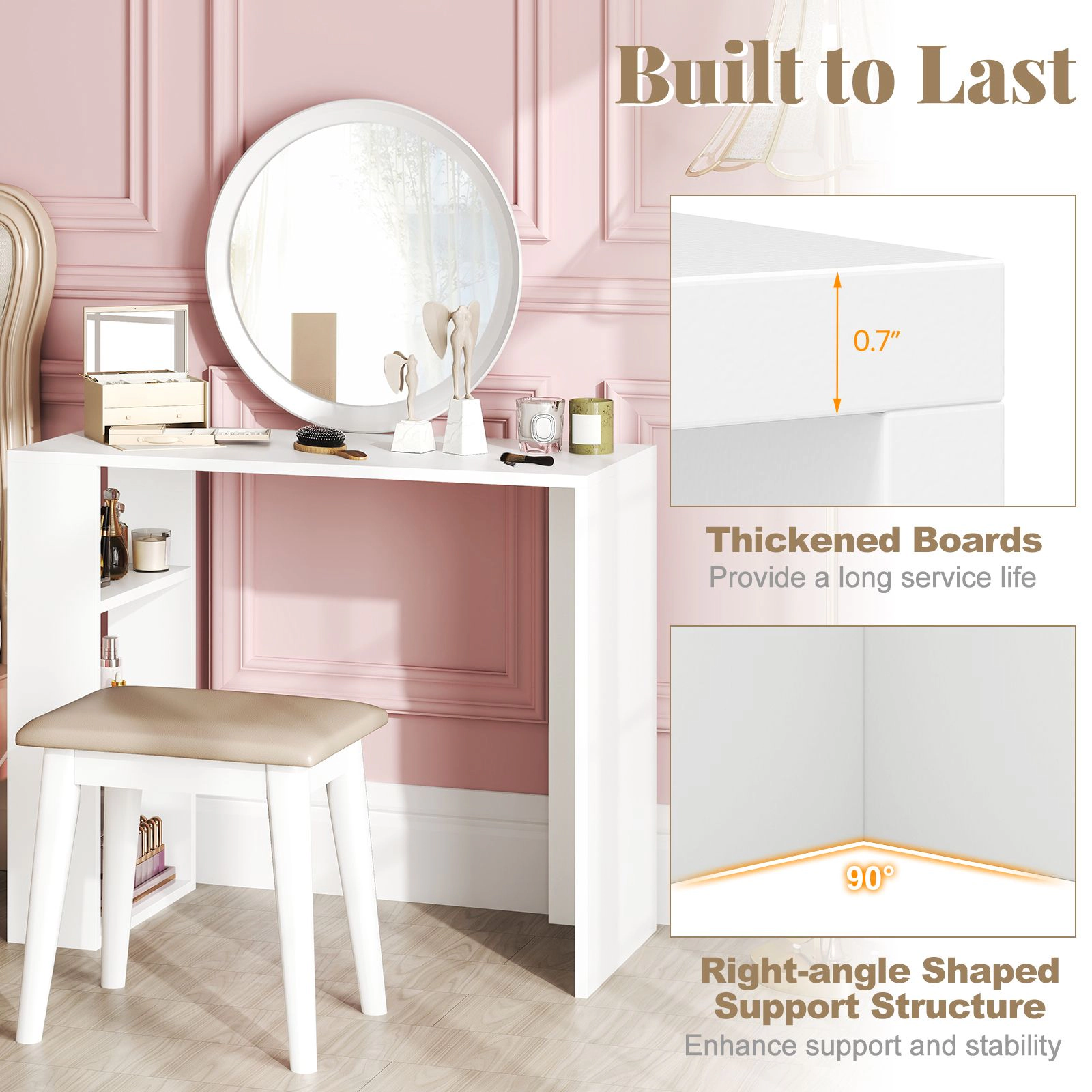 SlickBlue 36 Inch Compact Computer Desk with 3 Storage Shelves