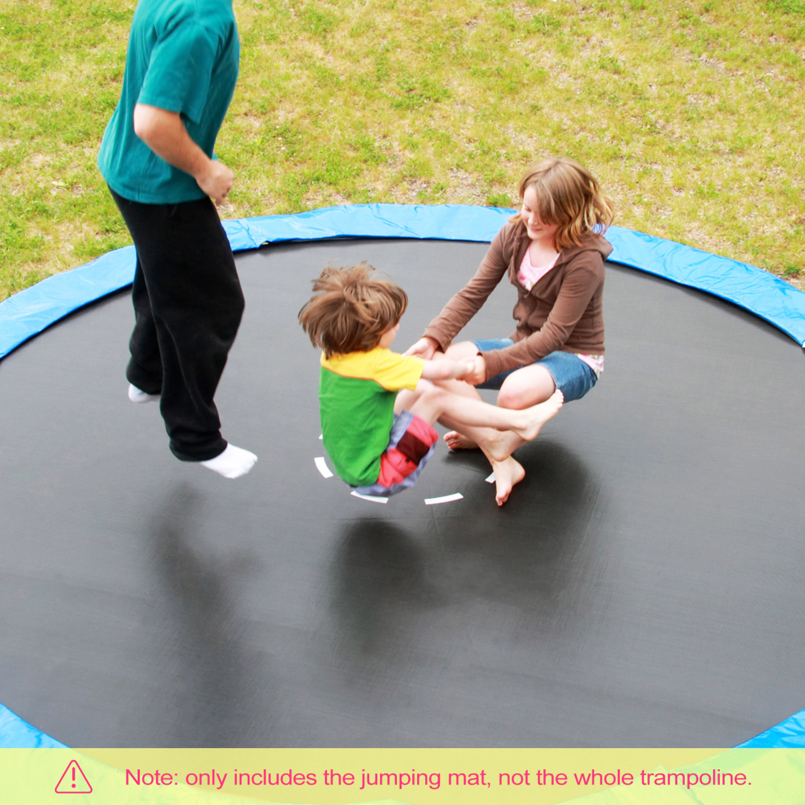 16-ft Trampoline Replacement Mat 171-in Round Jumping Mat 108 V-Hooks for 7-in Springs 8-Row Stitched PP Black