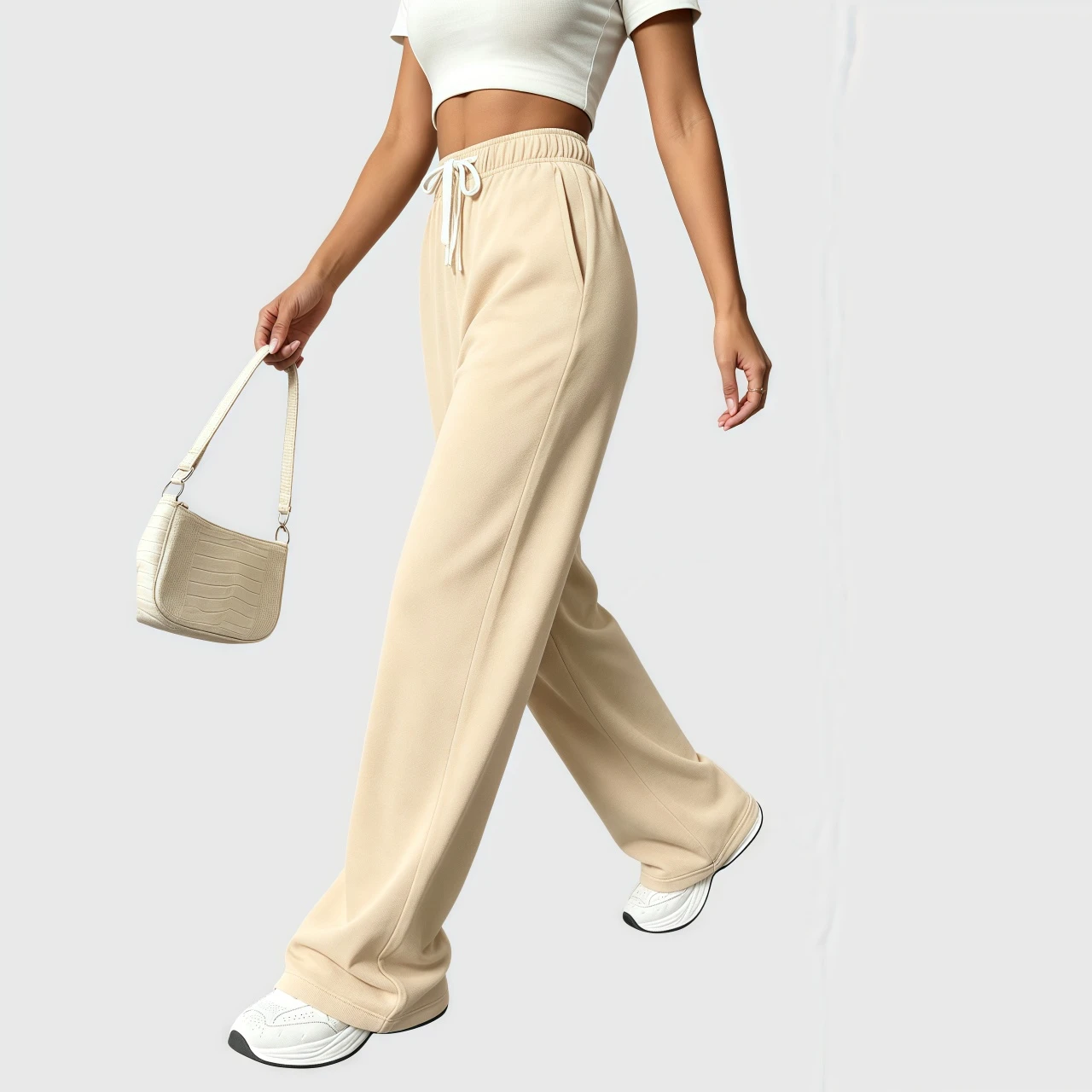 YesFashion Womens Wide Leg Sweatpants Fall Spring Drawsting Baggy Jogger Athletic Trackpants