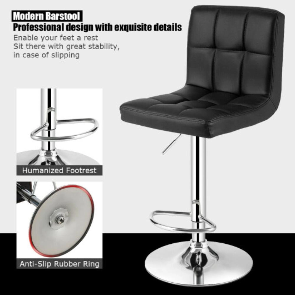 Hivvago Adjustable Swivel Bar Stools with Square Seats Backrests and Footrests - Set of 2