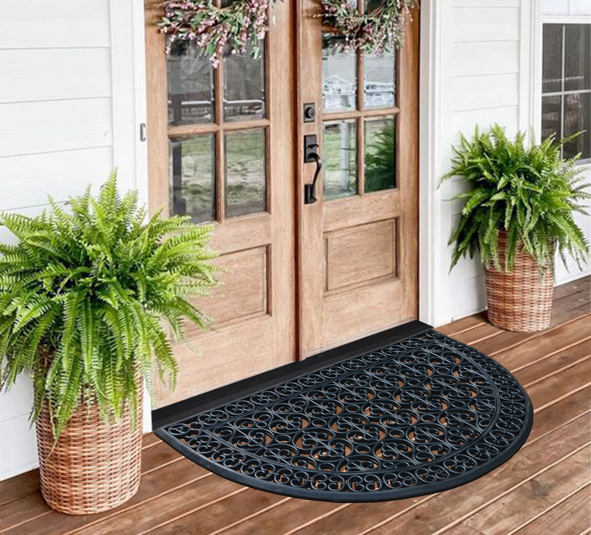 A1 Home Collections 18 lb Heavy Duty Rubber Doormat Non-Slip Drainage Front Door Mat for Outdoor Entry 30 x 48 In
