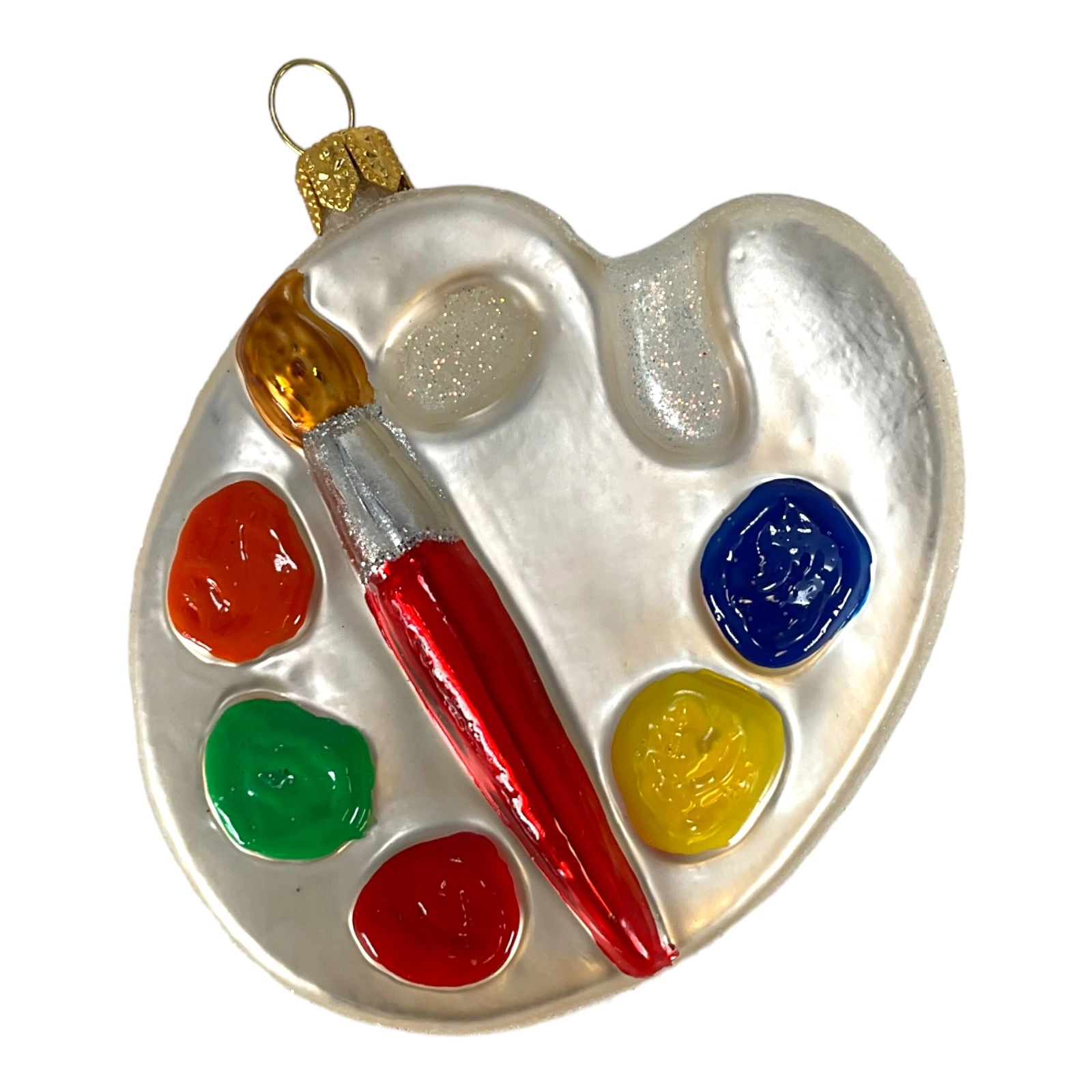 Pinnacle Peak Trading Company Painter's Paint Palette Polish Glass Christmas Tree Ornament Painting