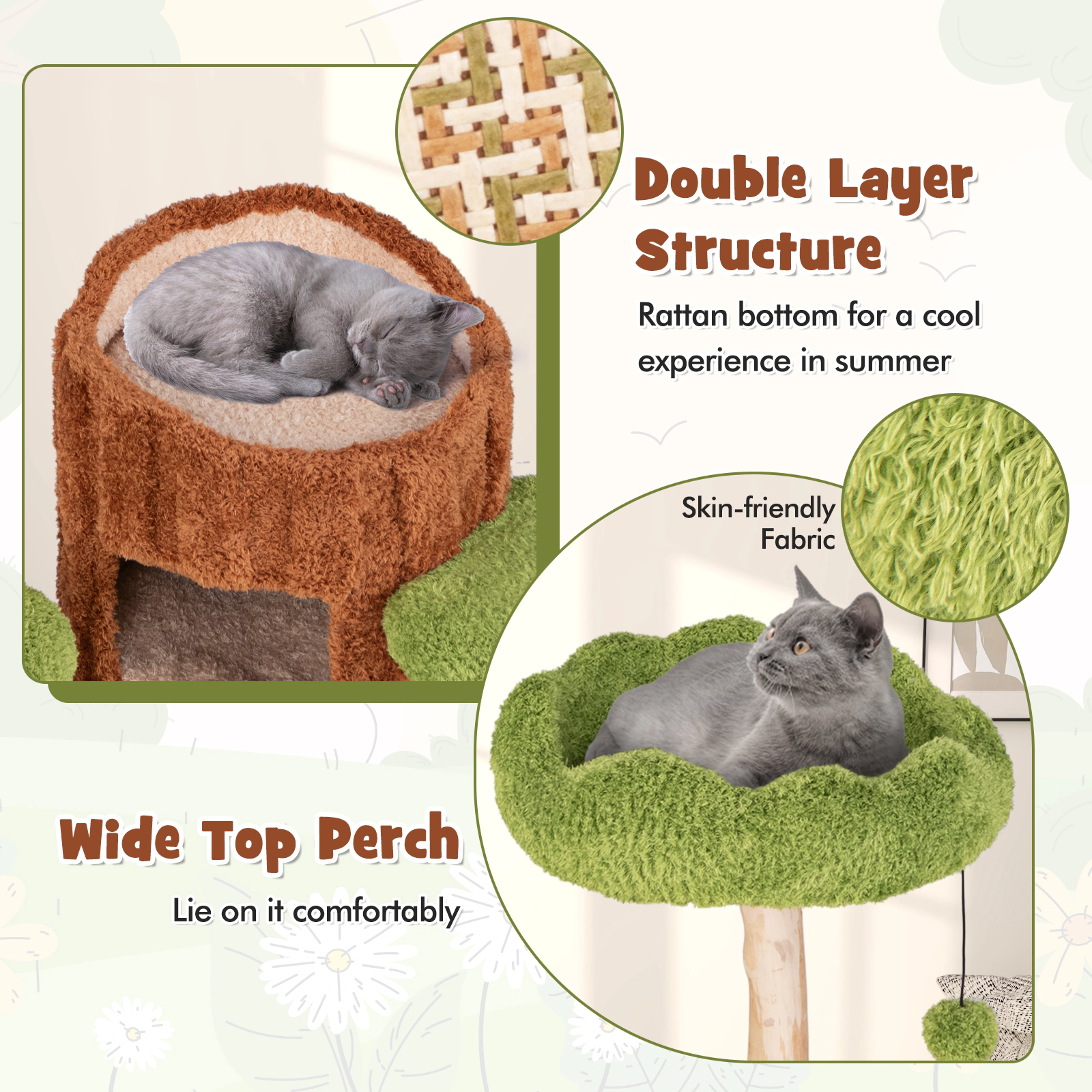SlickBlue Large Cat Tree Tower with Scratching Posts and Cat Houses