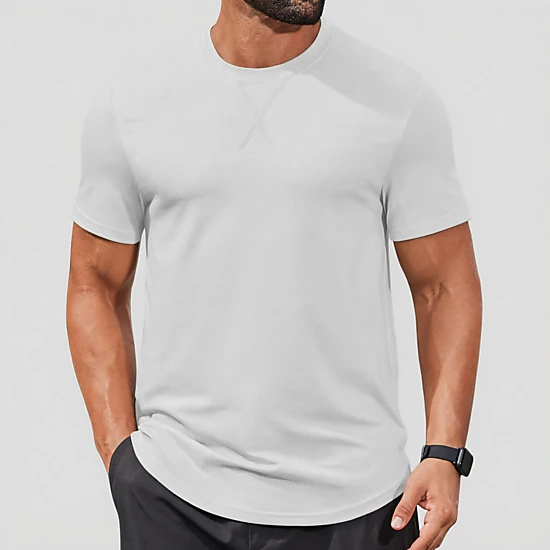 COOFANDY Mens Short Sleeve Crew Neck Tee X Stitch Curved Hem Casual Workout T-Shirt