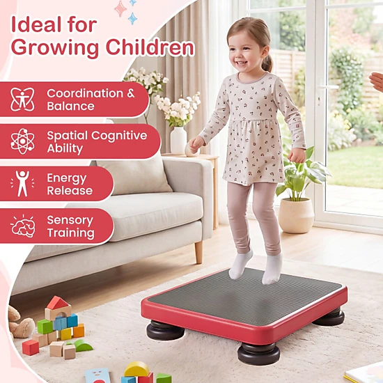 SUGIFT 24 x 20-in Kids Rebounder Bouncing Board with Elastic Rope 330-lb Capacity Ages 3+ Red