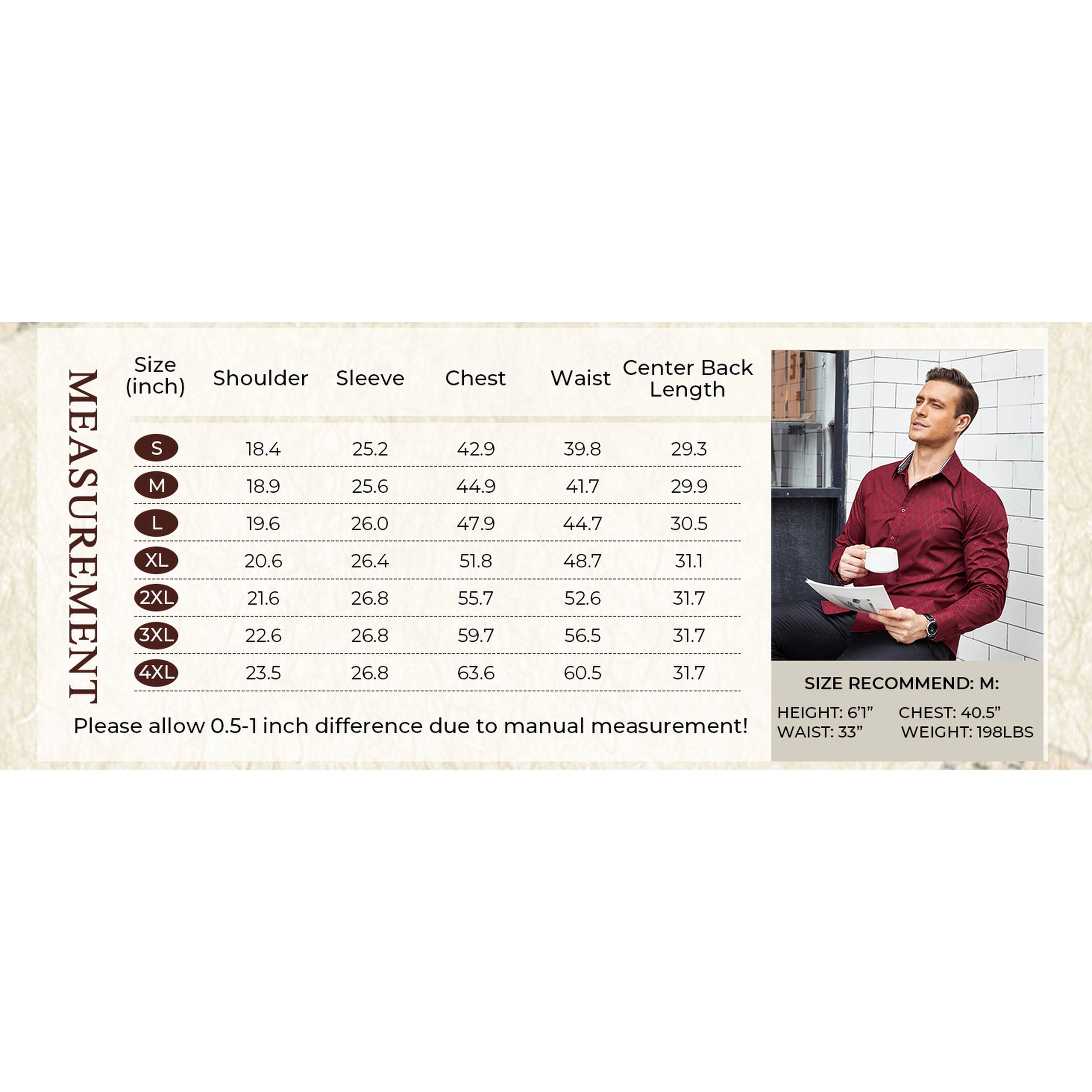 COOFANDY Men's Slim Fit Long Sleeve Dress Shirt