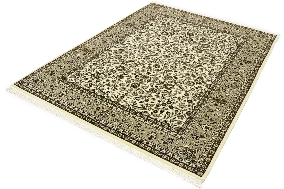 Magic Rugs 5'6 X 7'9 Cream Floral Hand Knotted Kirman Oriental Wool Rug