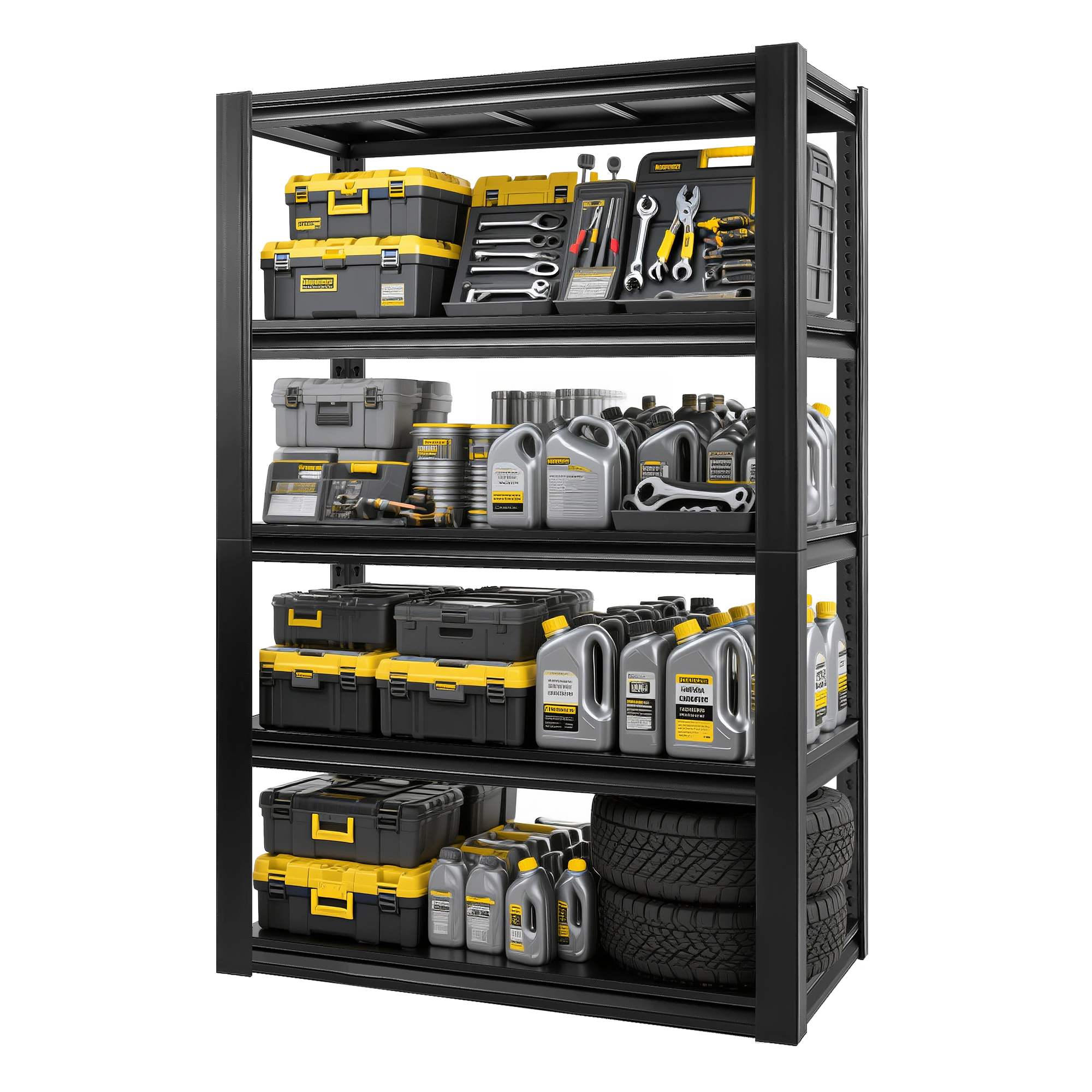 Flynama 5-Tiers Heavy Duty Steel Freestanding Garage Storage Shelving Unit in Black (47.2 in. W x 78 in. H x 23.6 in. D)