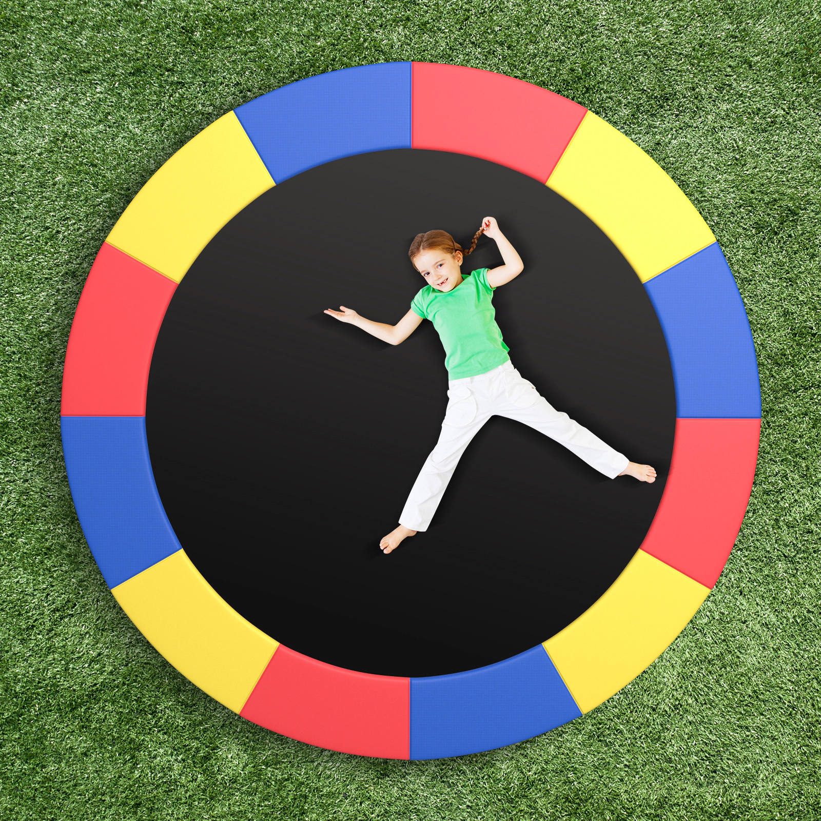 SUGIFT Trampoline Replacement Safety Pad with Fixing Straps 16-ft Fit Multicolor