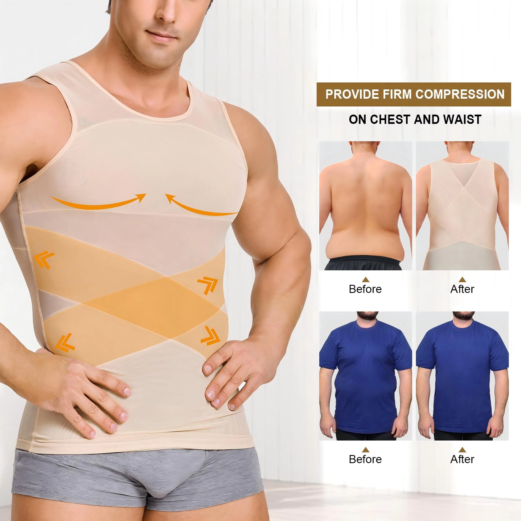 Nebility Mens Compression Tank Top Body Shaper Sleeveless Vest
