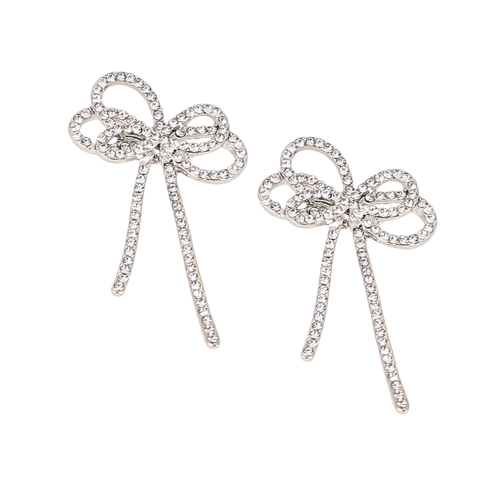 SOHI Women's The Cristal-Bow Drop Earrings - Crystal Silver