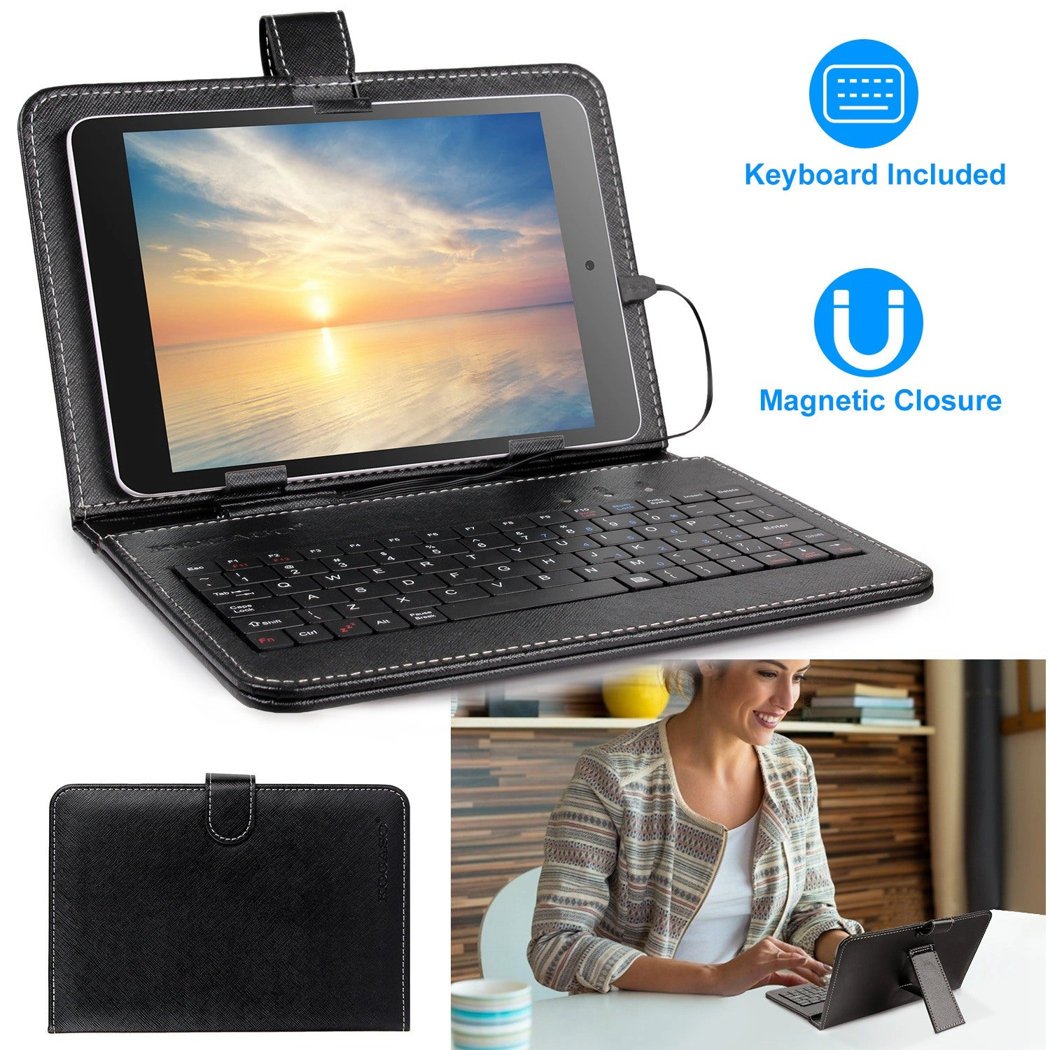GBruno 7.9in Keyboard Case With USB Cable And Stand