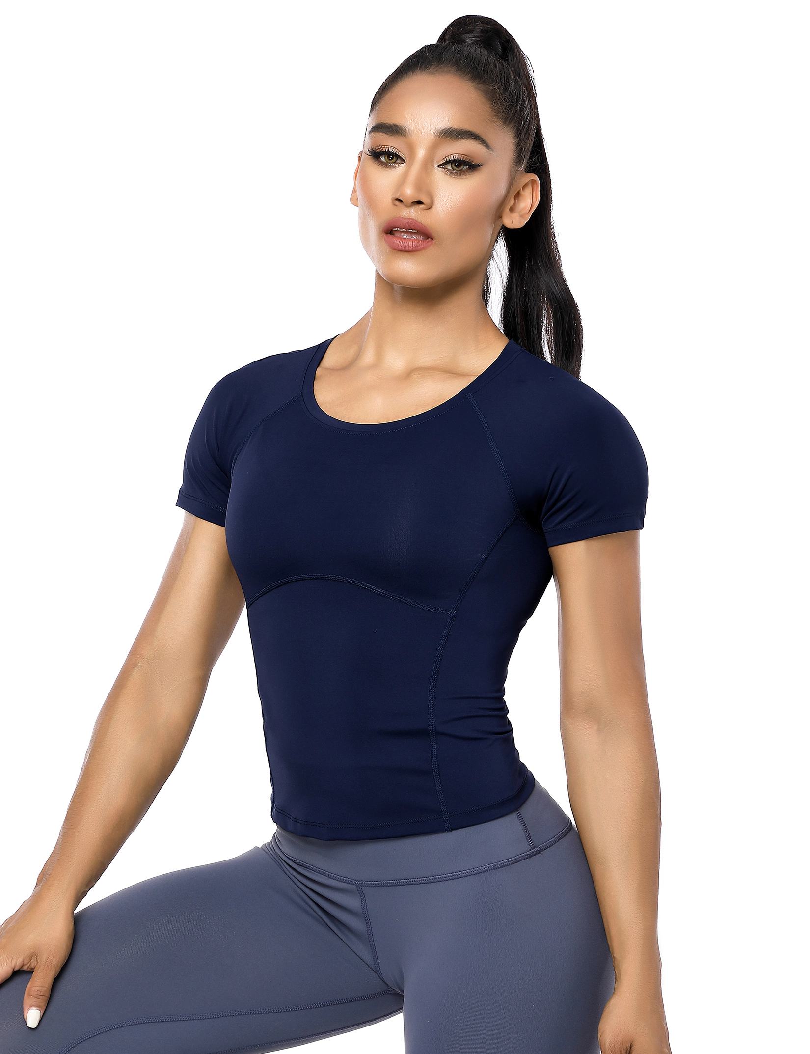 KOJOOIN Women's Short Sleeve Workout Tops Crewneck Athletic Yoga Gym Shirts