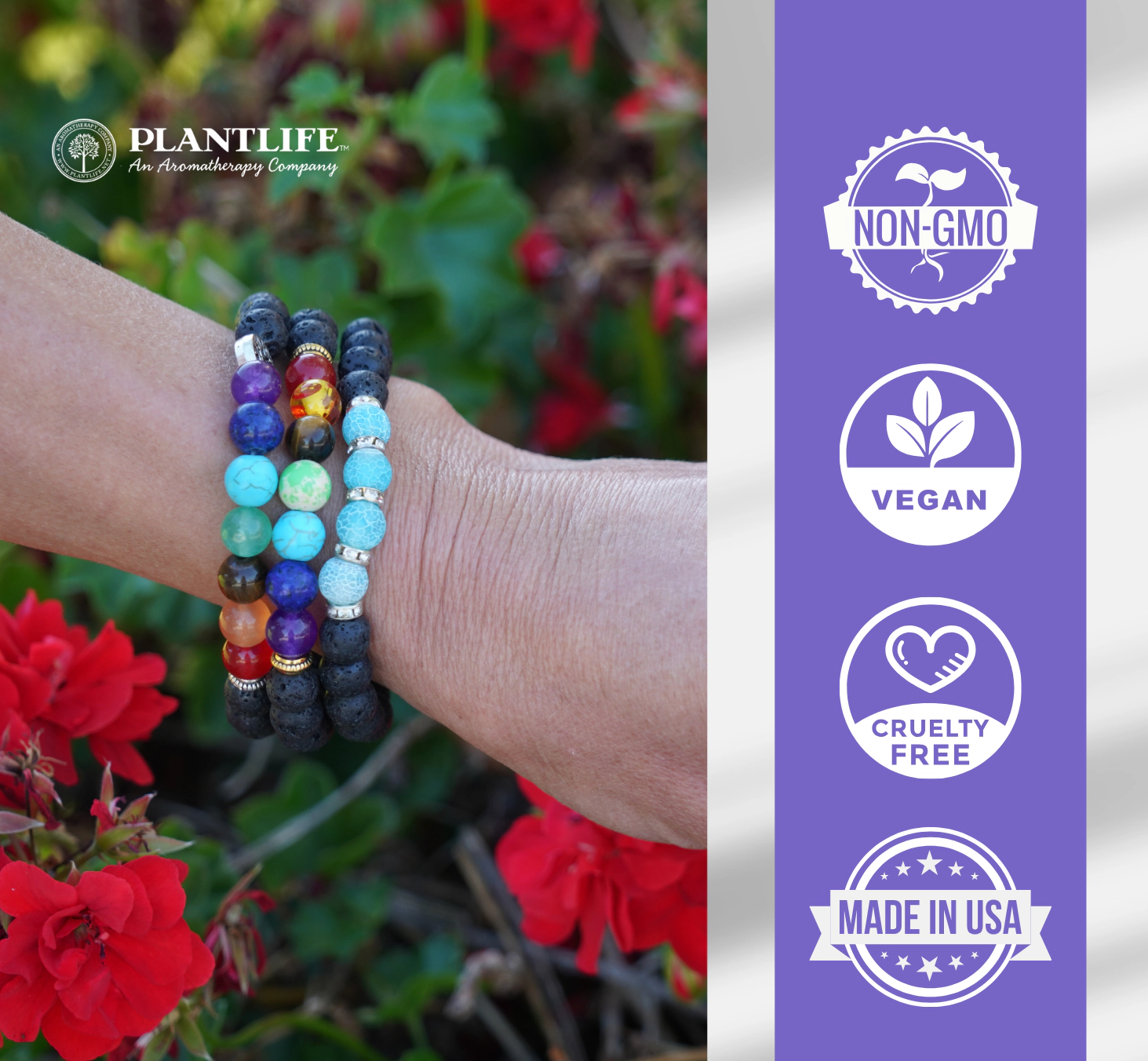 Plantlife Cobalt Aura Druzy Quartz Adjustable Aromatherapy Bracelet