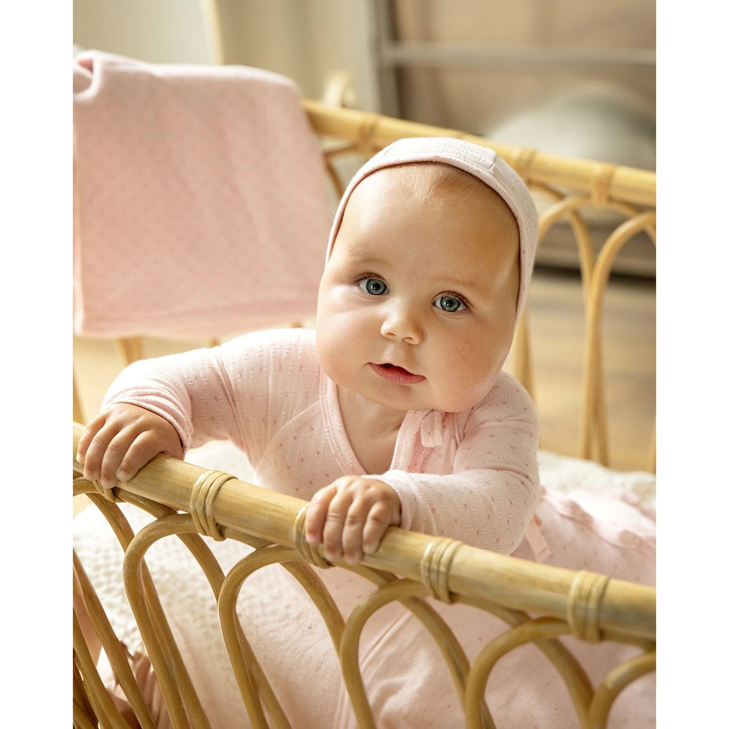 MeMoi 3 Piece Baby Girls "Little Hearts" Pointelle Rayon Blend Footie Set